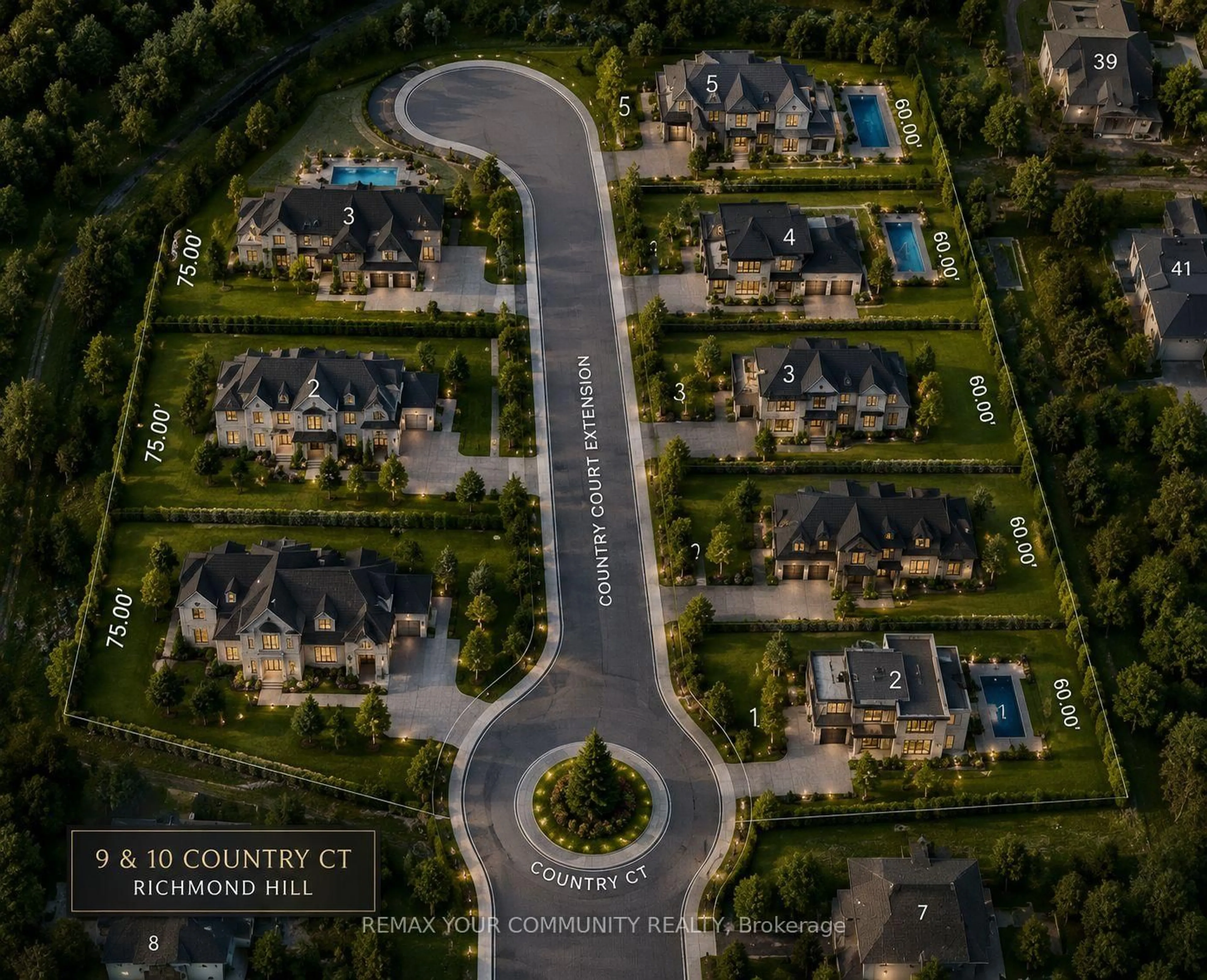 A pic from outside/outdoor area/front of a property/back of a property/a pic from drone, street for 10 Country Crt, Richmond Hill Ontario L4E 2N7