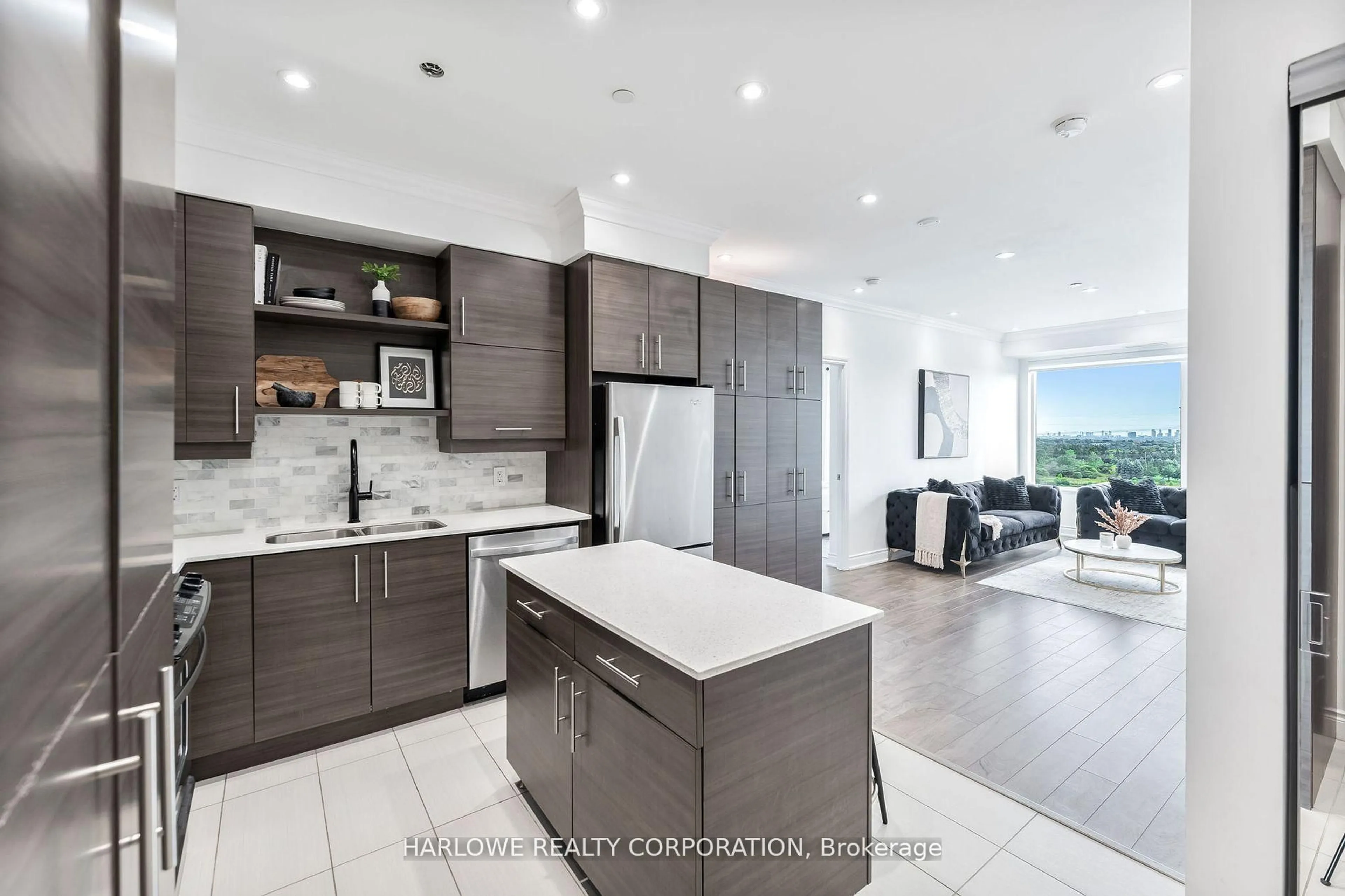 Open concept kitchen, ceramic/tile floor for 277 South Park Rd #1208, Markham Ontario L3T 0B7