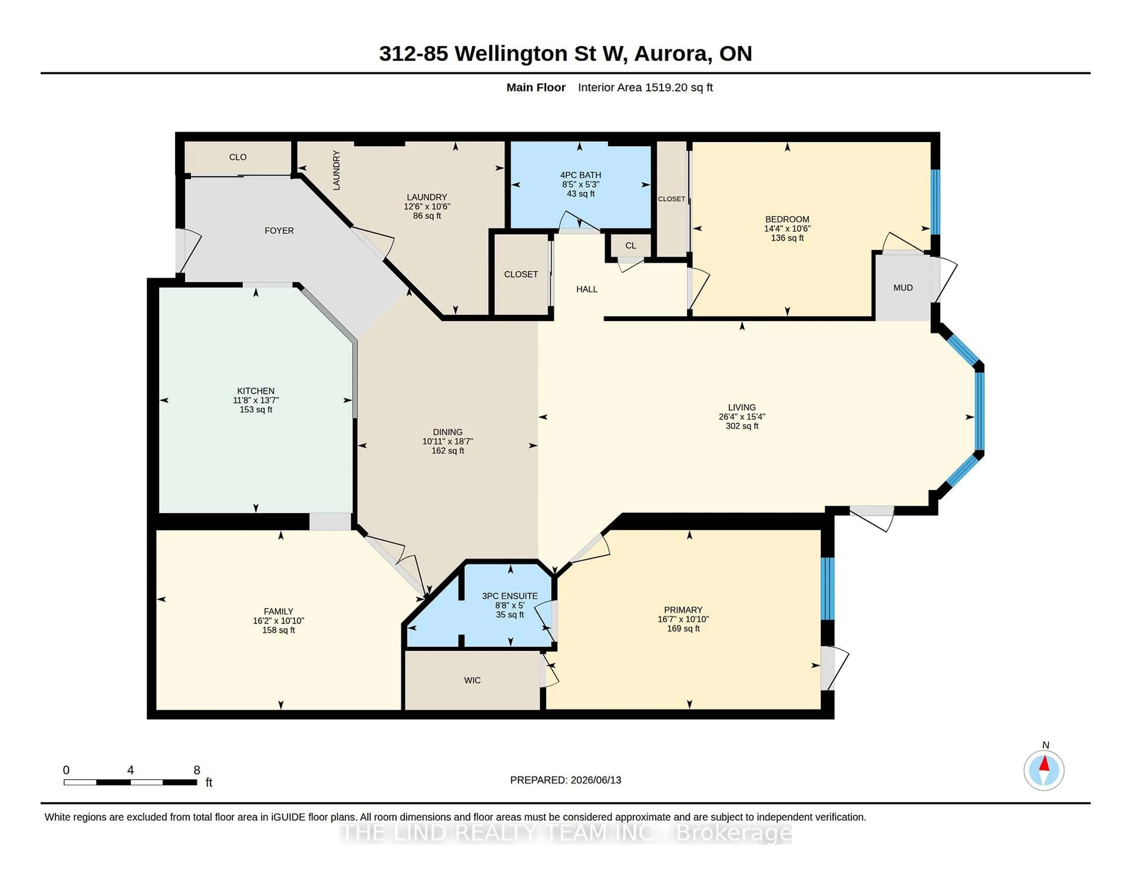 Floor plan for 85 Wellington St #312, Aurora Ontario L4G 2P2