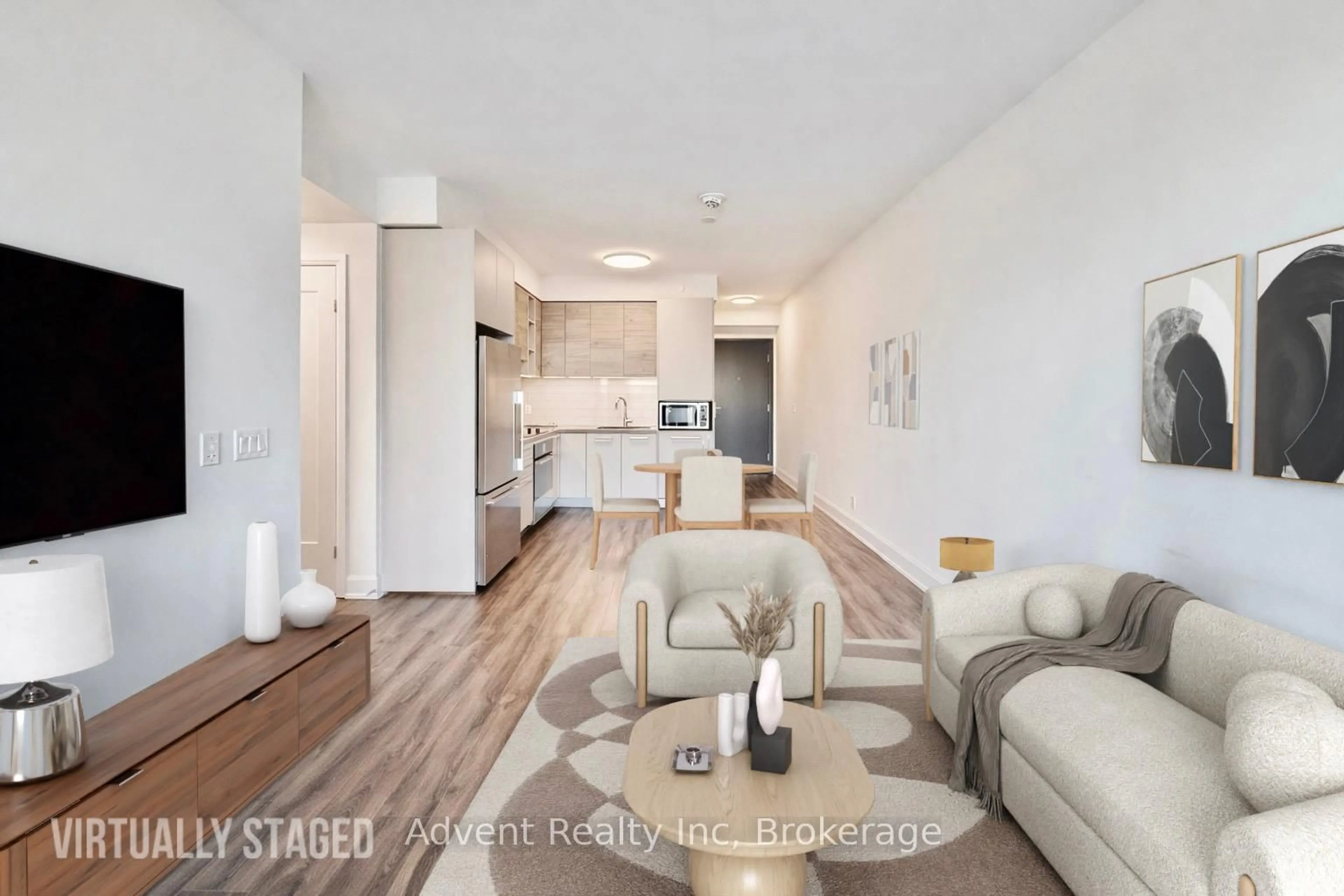 Living room with furniture, wood/laminate floor for 12 Gandhi Lane #1202, Markham Ontario L3T 0G8