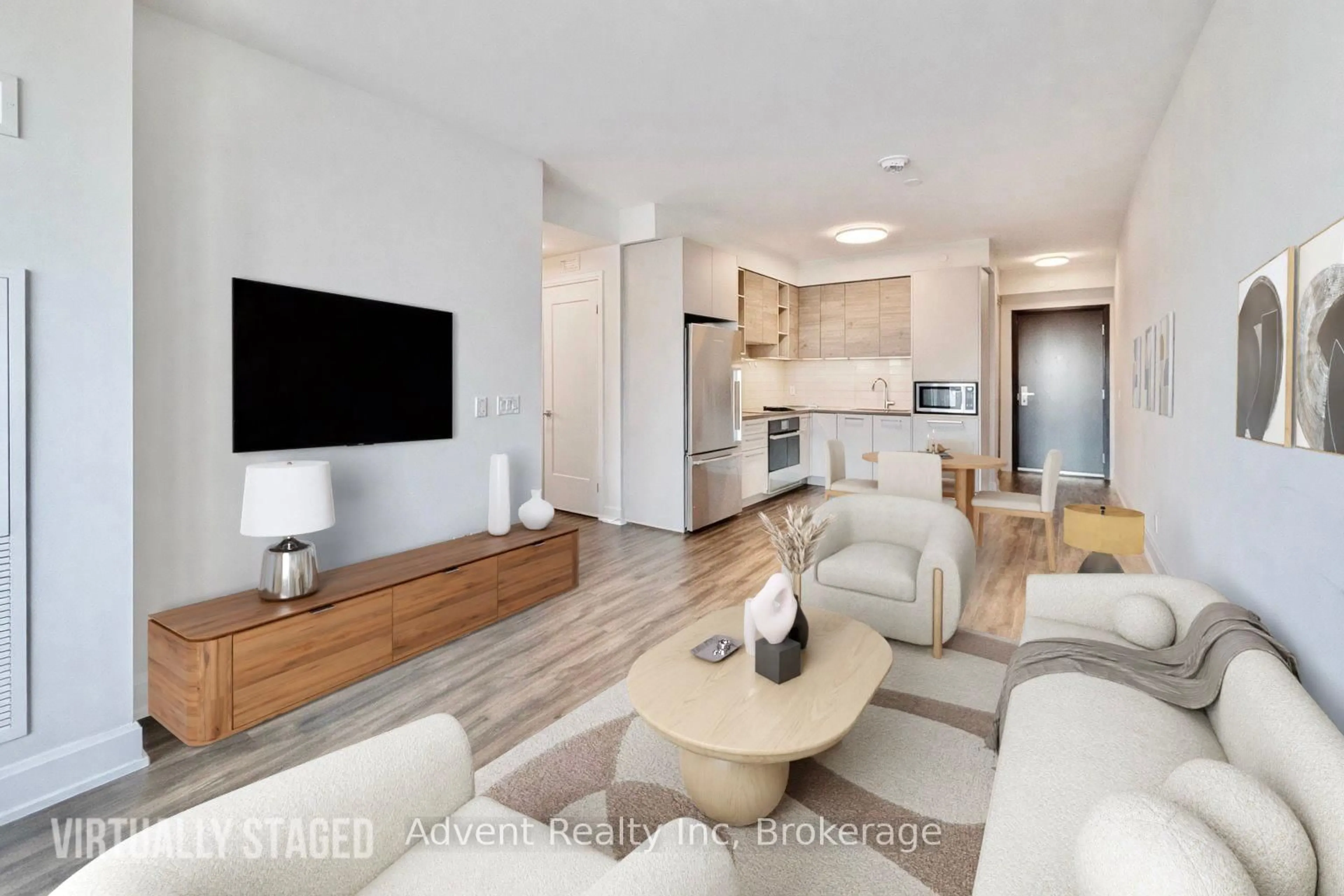 Living room with furniture, wood/laminate floor for 12 Gandhi Lane #1202, Markham Ontario L3T 0G8