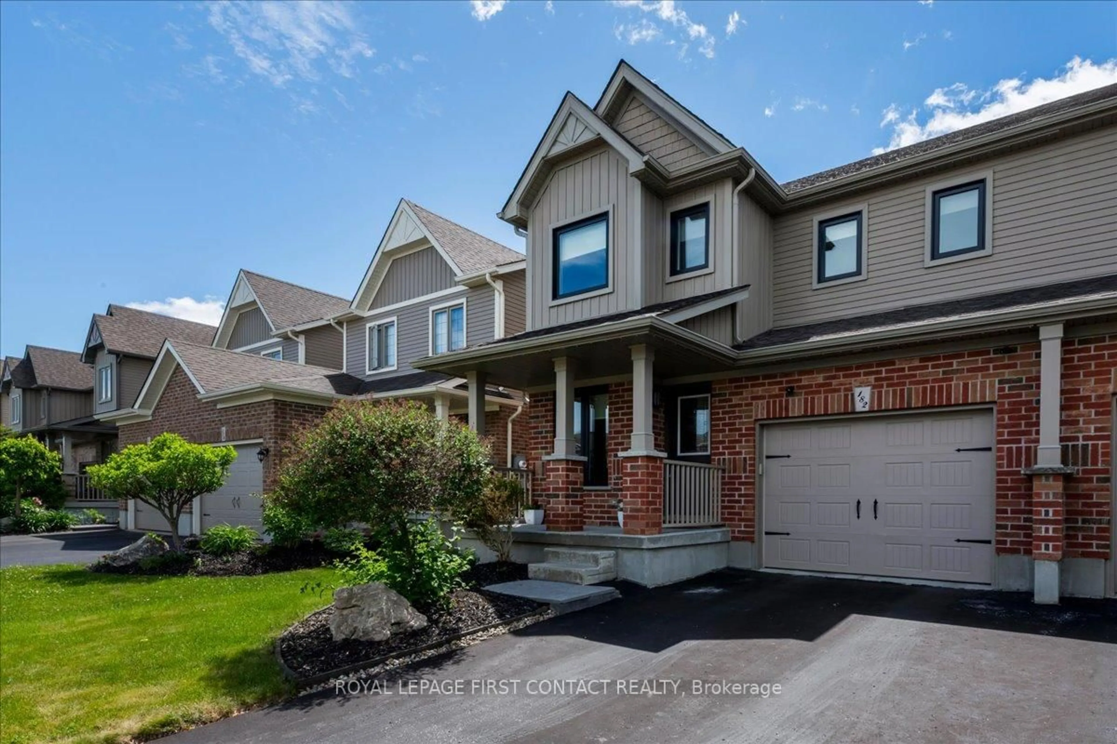 Home with brick exterior material, street for 182 Banting Cres, Essa Ontario L0M 1B6