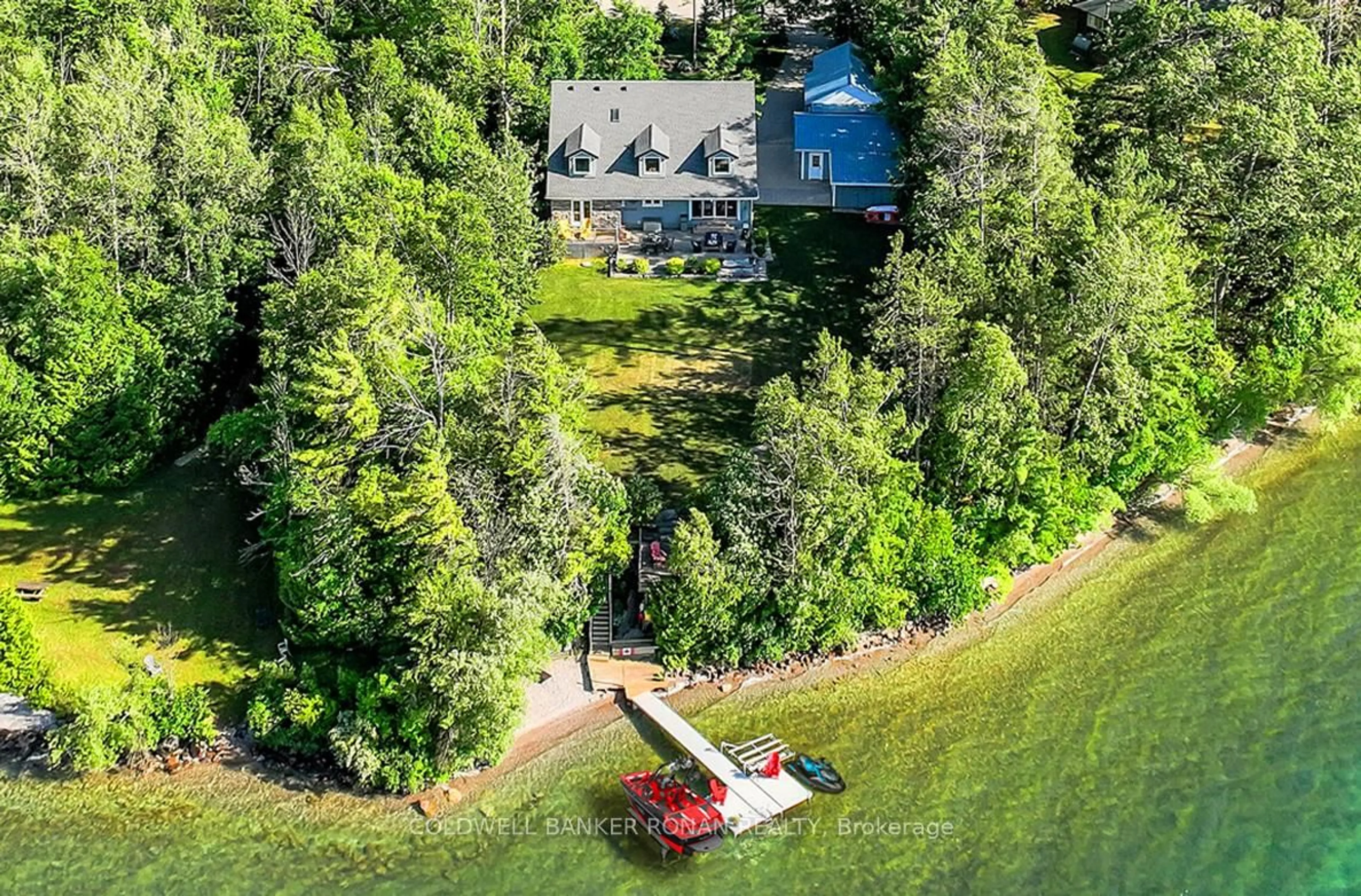 A pic from outside/outdoor area/front of a property/back of a property/a pic from drone, water/lake/river/ocean view for 1292 Shoreview Dr, Innisfil Ontario L9S 2L4