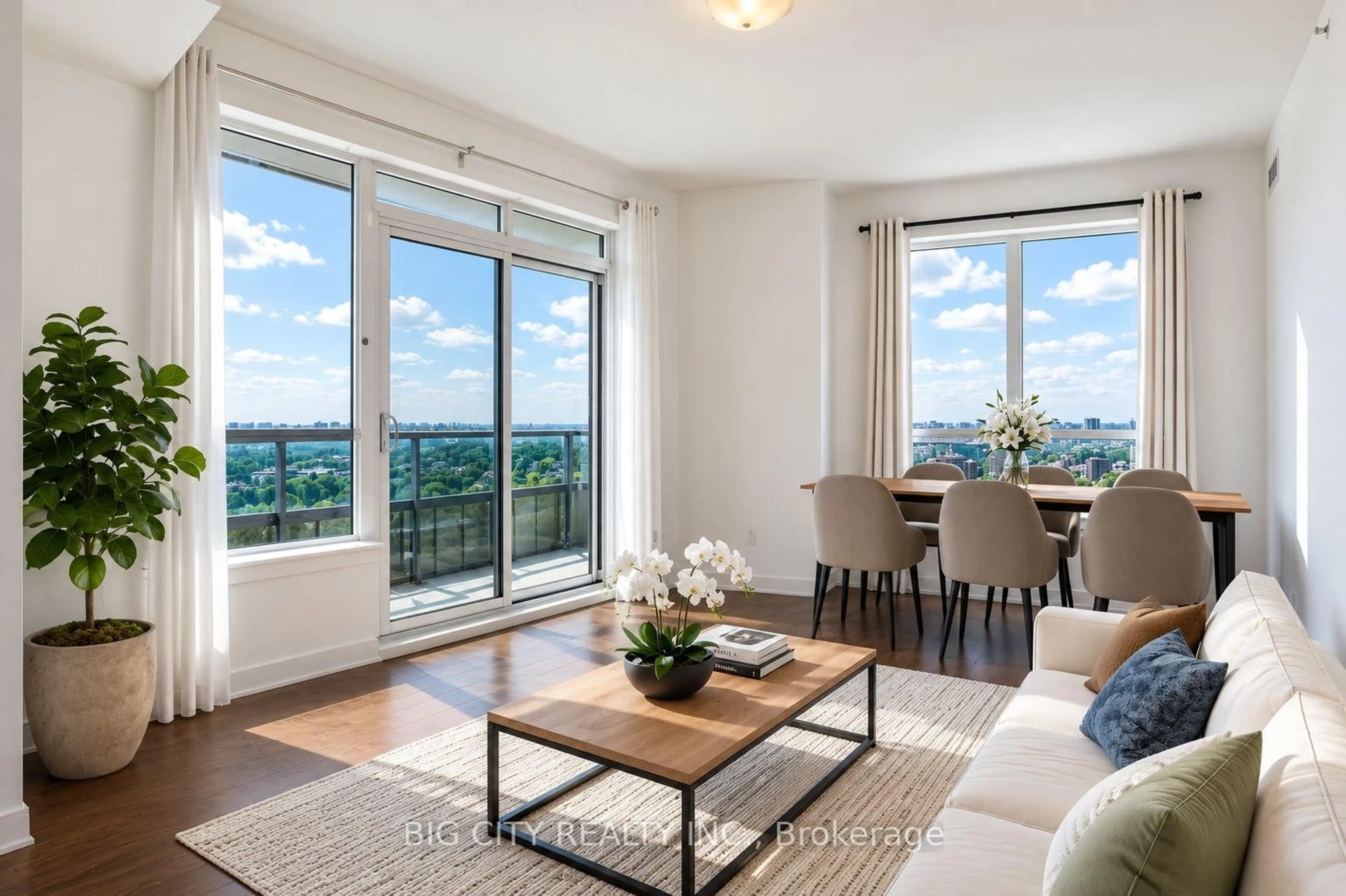 Living room with furniture, wood/laminate floor for 7161 Yonge St #2425, Markham Ontario L3T 0C8