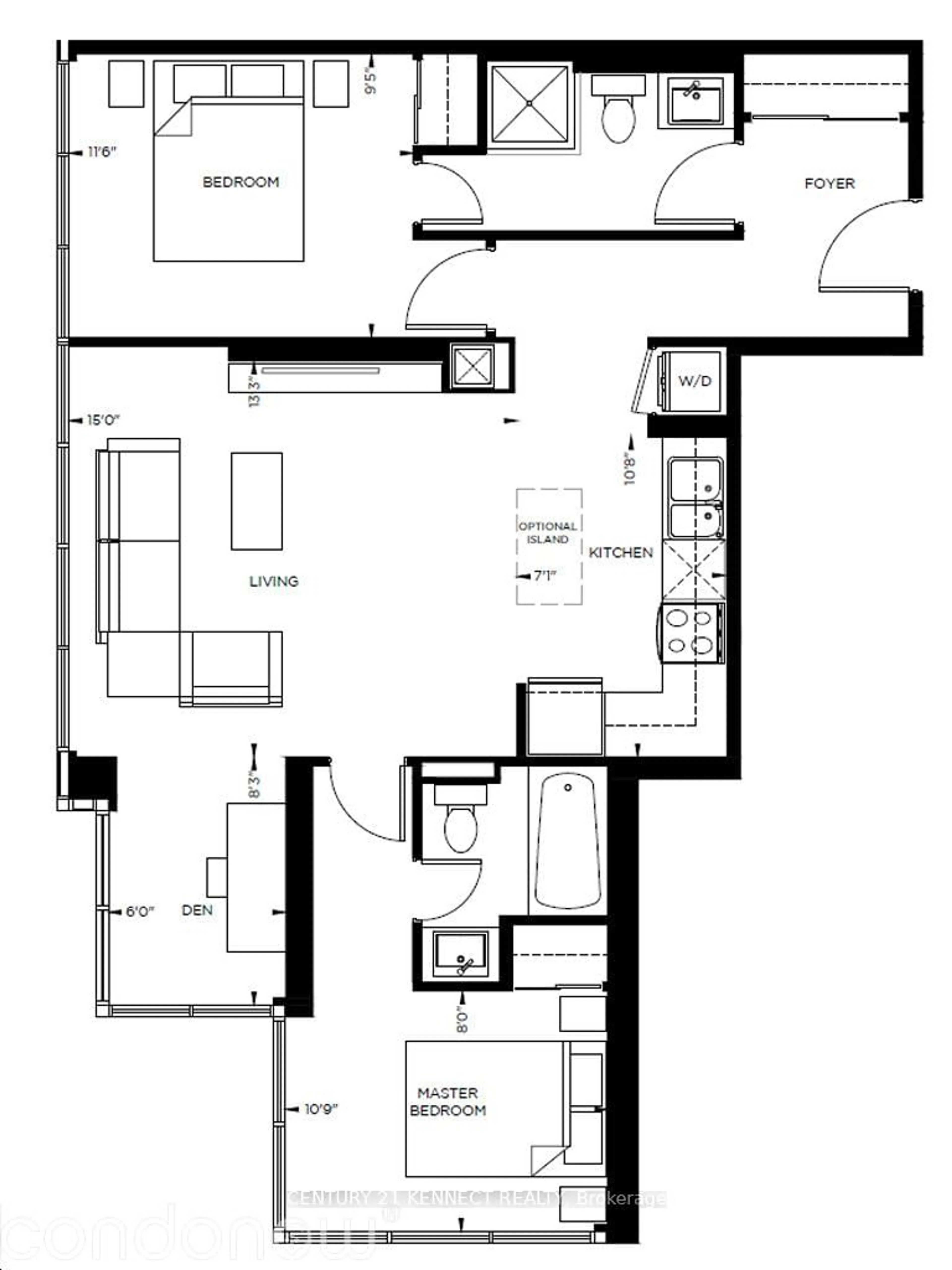 Floor plan for 2908 Highway 7 #1402, Vaughan Ontario L4K 0K5