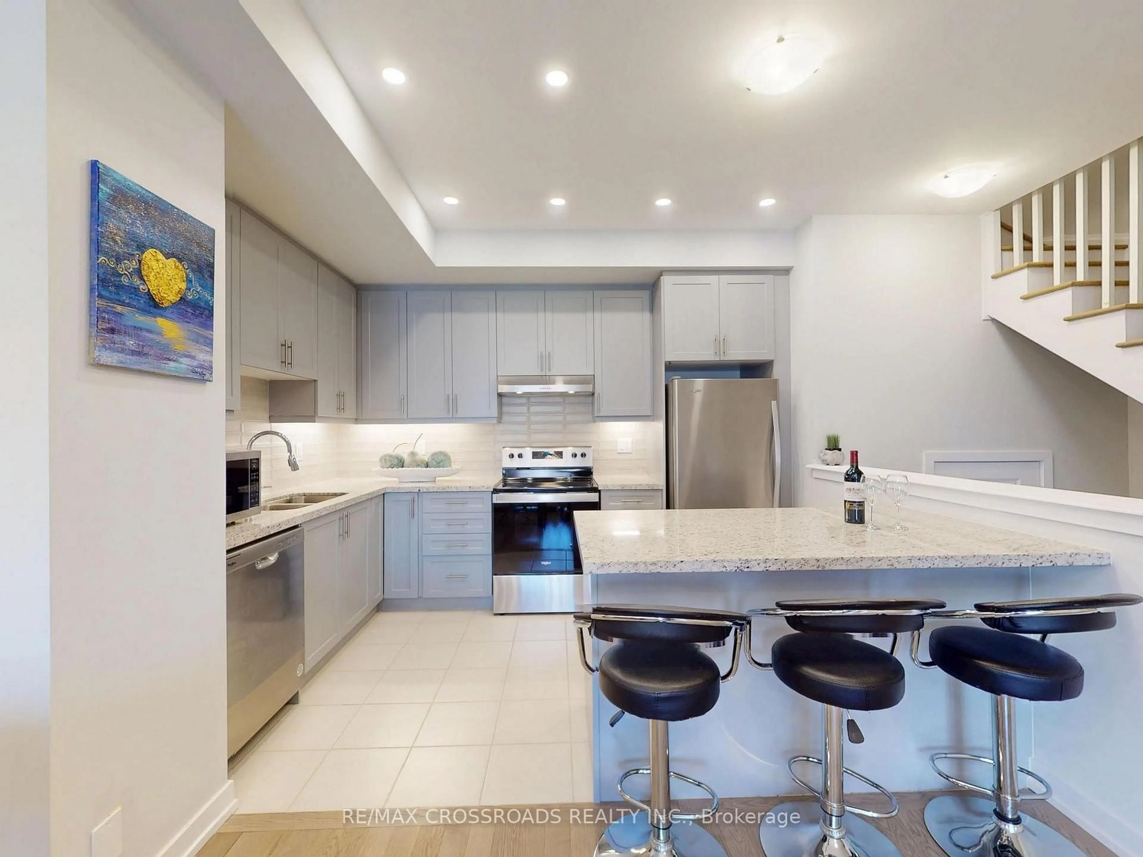Contemporary kitchen, ceramic/tile floor for 9 Oscar Steeper Lane, Markham Ontario L6C 3L7