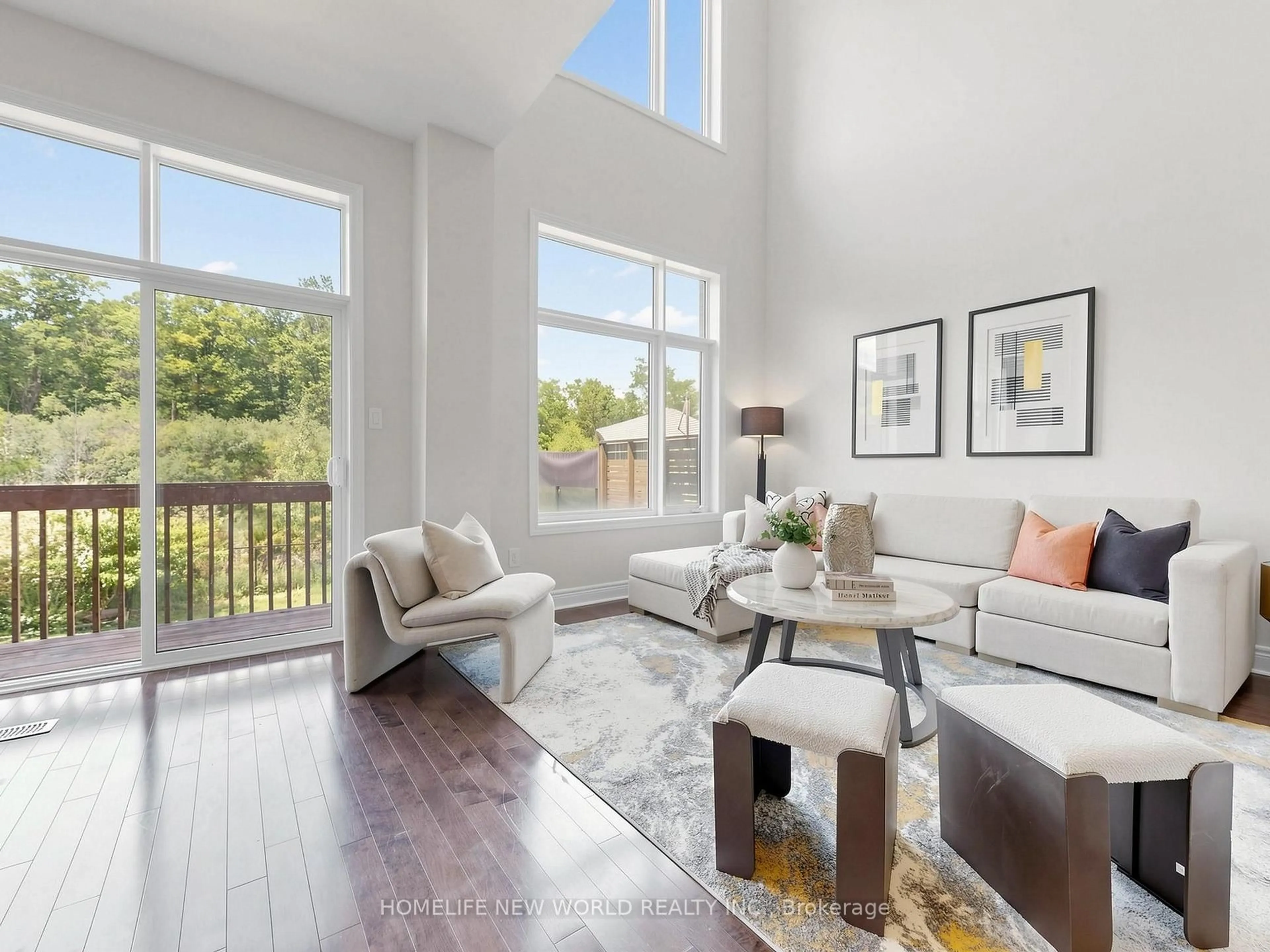 Living room with furniture, wood/laminate floor for 590 Marc Santi Blvd, Vaughan Ontario L6Z 4Z8