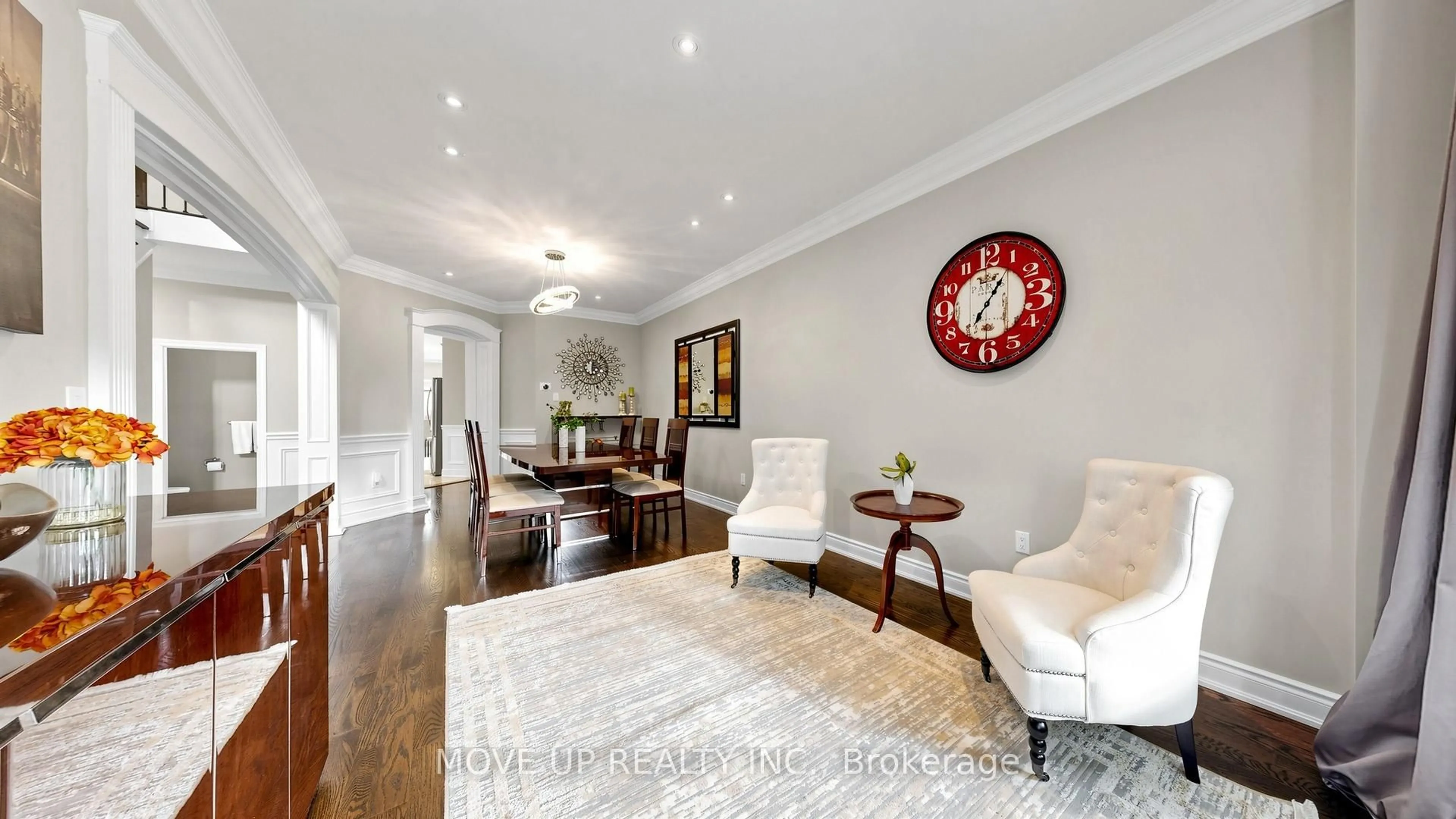 Living room with furniture, wood/laminate floor for 89 Chagall Dr, Vaughan Ontario L4J 9B8