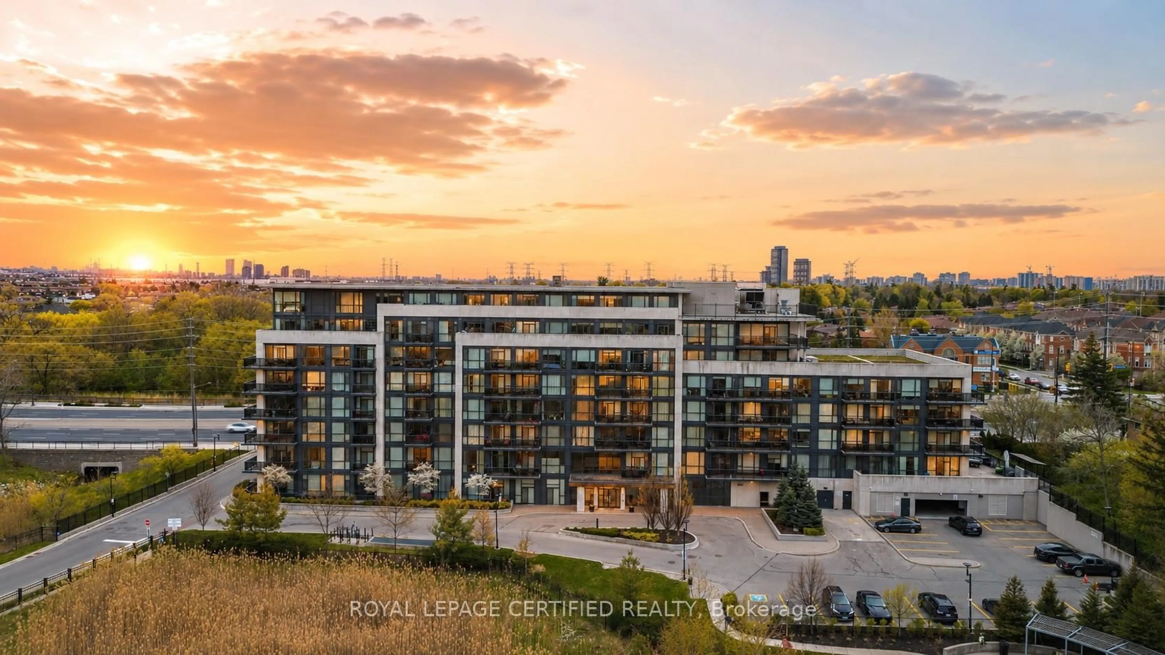 A pic from outside/outdoor area/front of a property/back of a property/a pic from drone, city buildings view from balcony for 4700 Highway 7 #711, Vaughan Ontario L4L 0B4