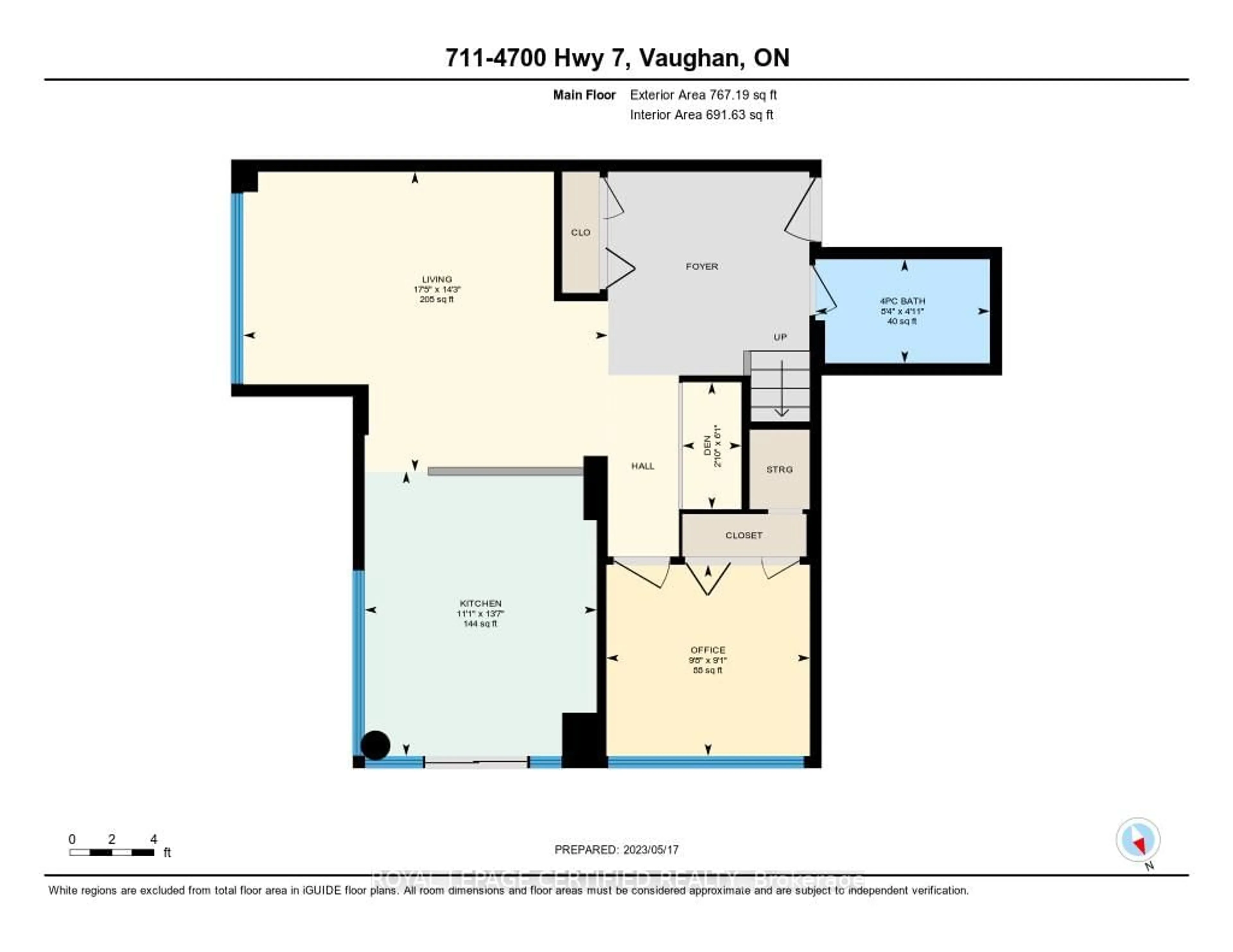 Floor plan for 4700 Highway 7 #711, Vaughan Ontario L4L 0B4