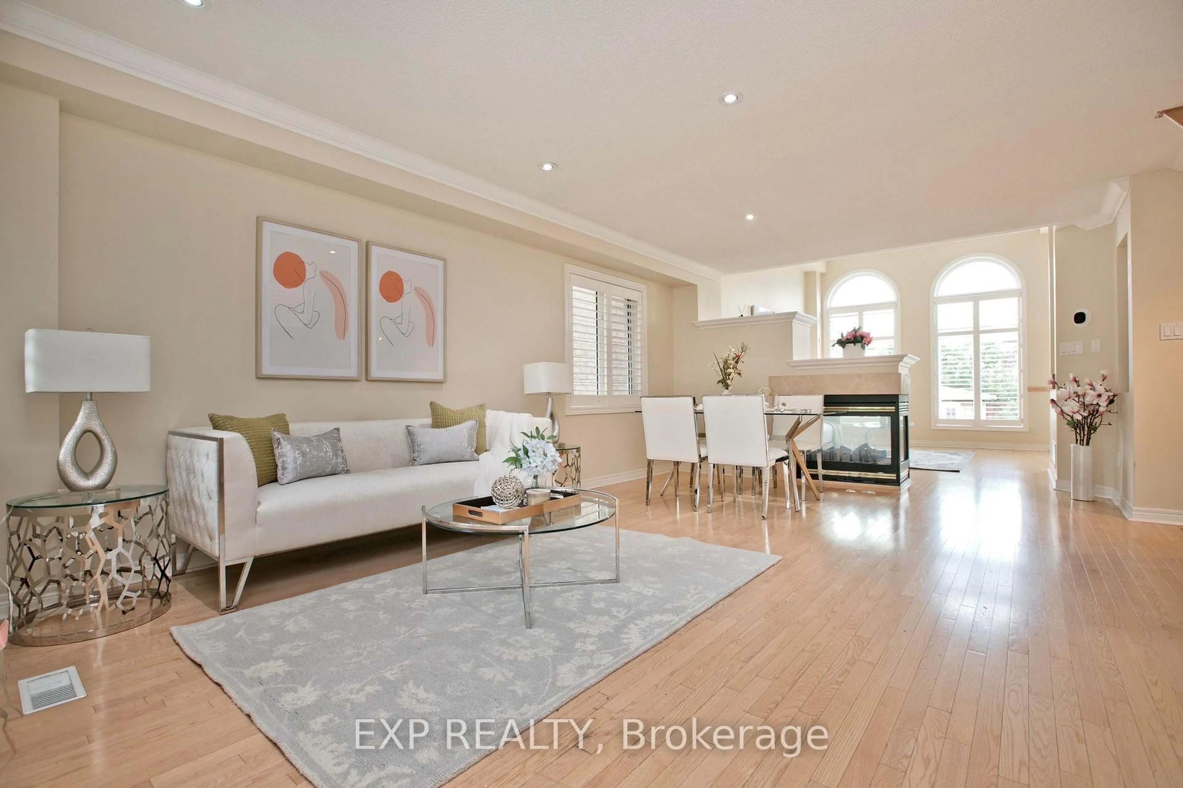Living room with furniture, wood/laminate floor for 55 Sandway Cres, Vaughan Ontario L6A 2M1