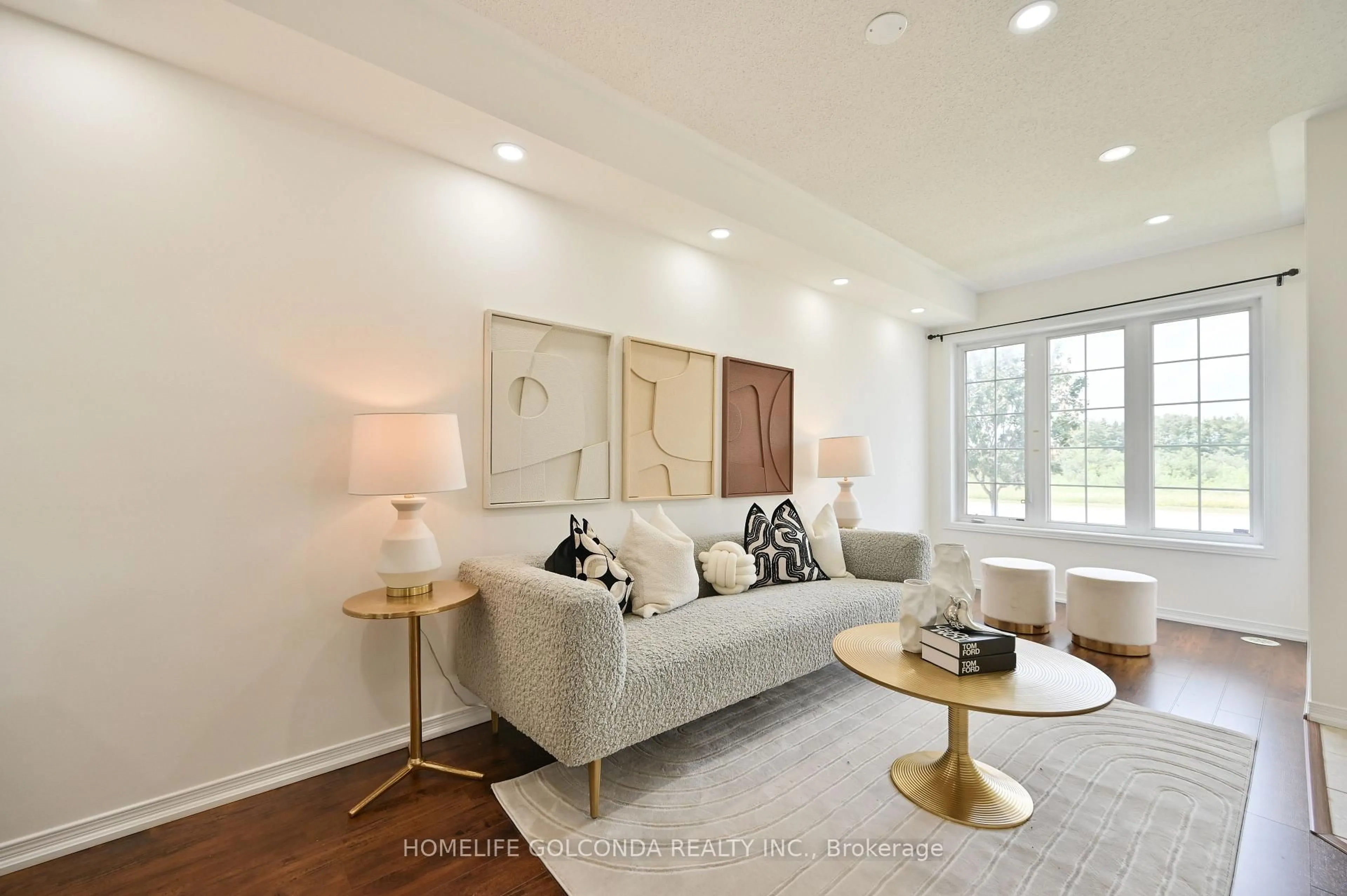 Living room with furniture, wood/laminate floor for 5277 Major Mackenzie Dr, Markham Ontario L6C 0N3