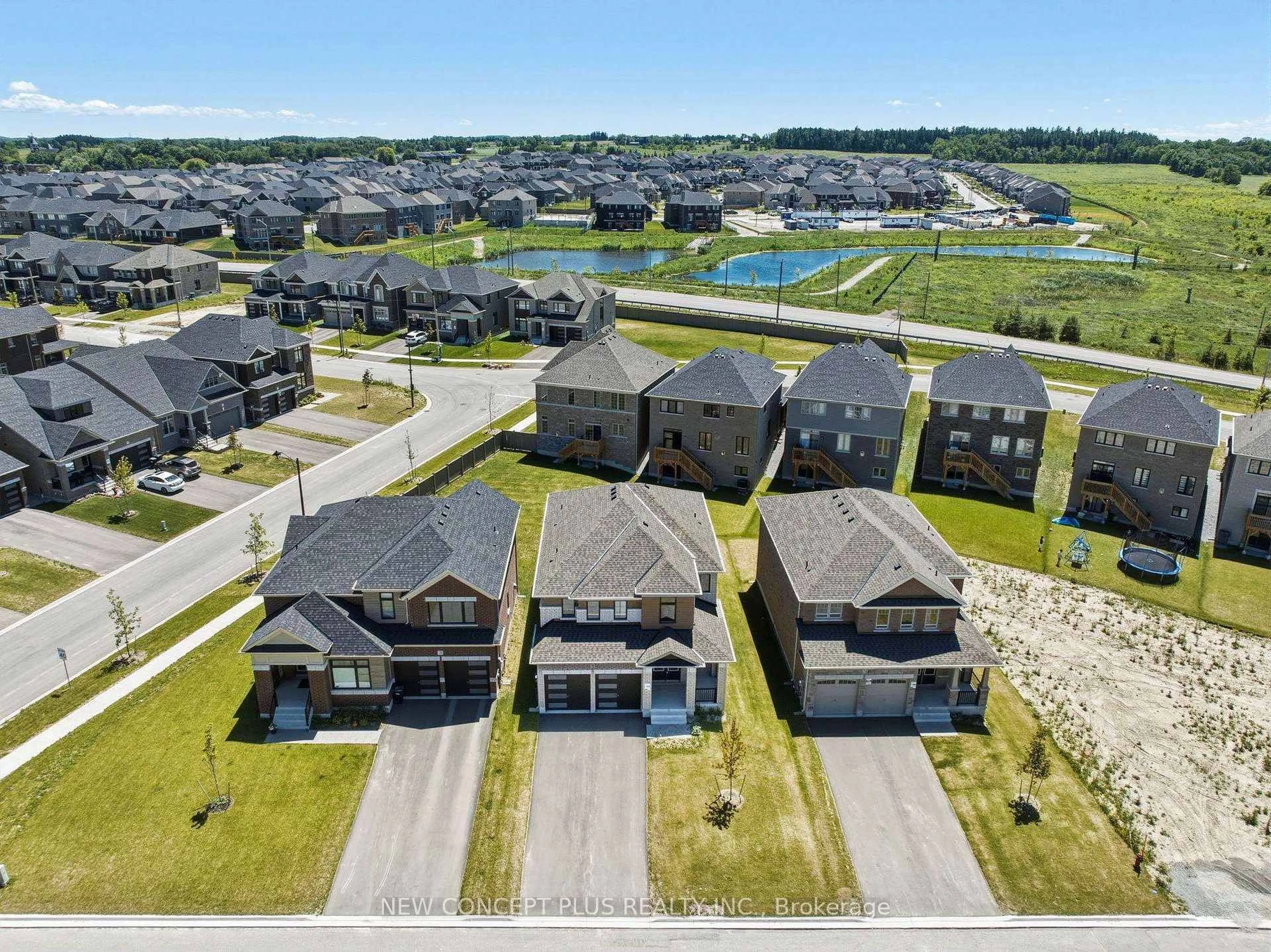 A pic from outside/outdoor area/front of a property/back of a property/a pic from drone, water/lake/river/ocean view for 76 Bluebird Ave, Adjala-Tosorontio Ontario L0G 1W0