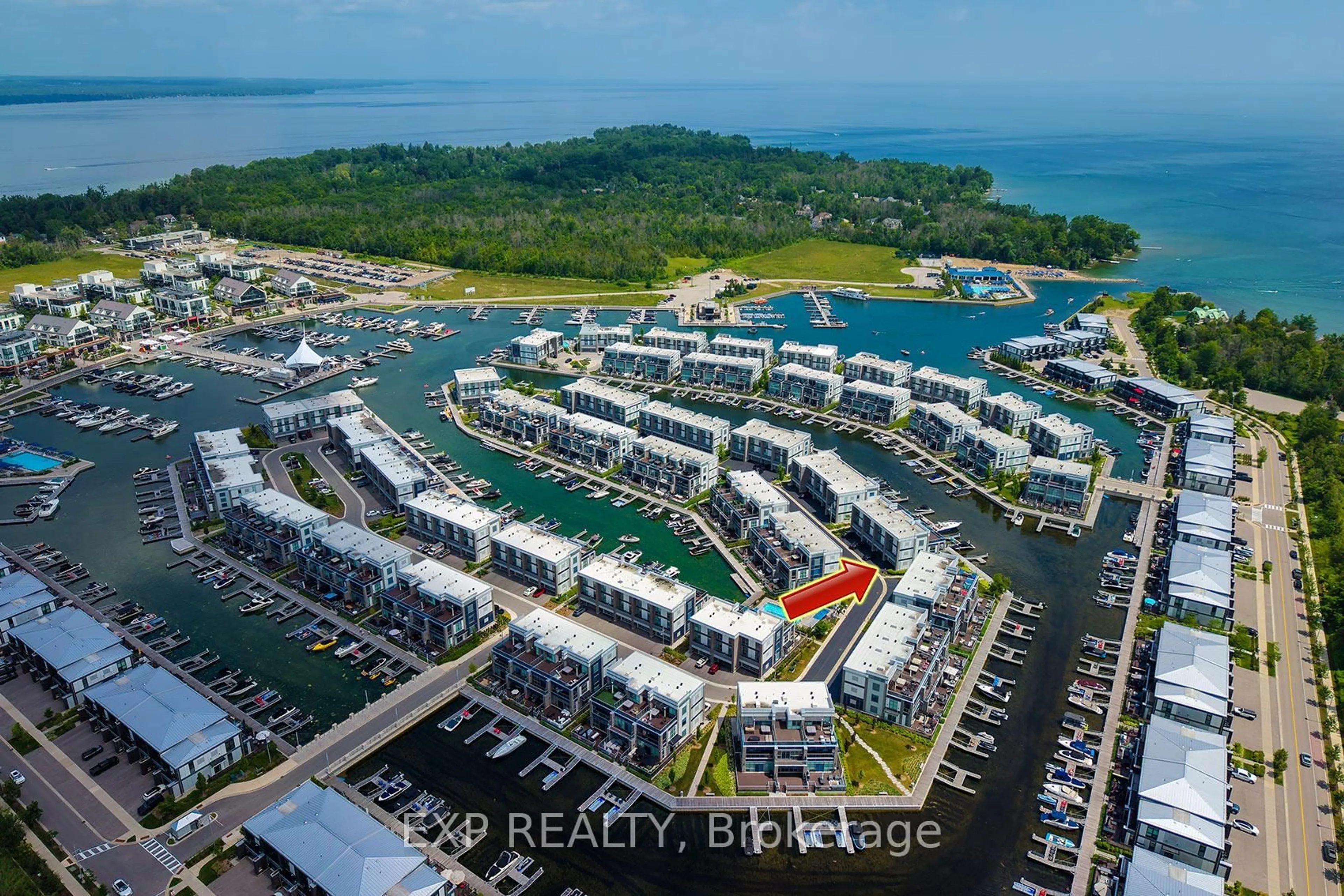 A pic from outside/outdoor area/front of a property/back of a property/a pic from drone, water/lake/river/ocean view for 3692 Ferretti Crt, Innisfil Ontario L9S 0N6