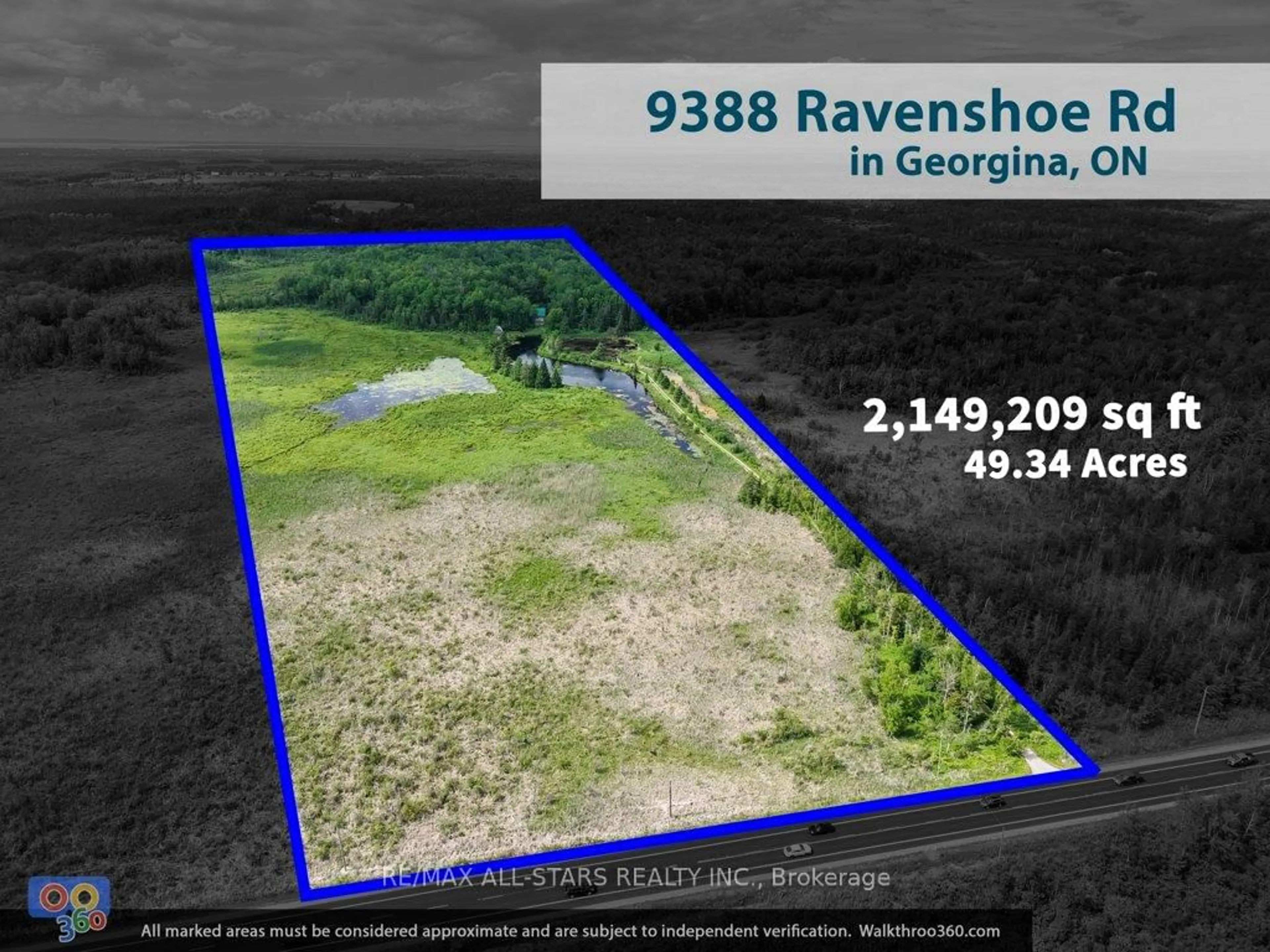 A pic from outside/outdoor area/front of a property/back of a property/a pic from drone, water/lake/river/ocean view for 9388 Ravenshoe Rd, Georgina Ontario L9P 1R2