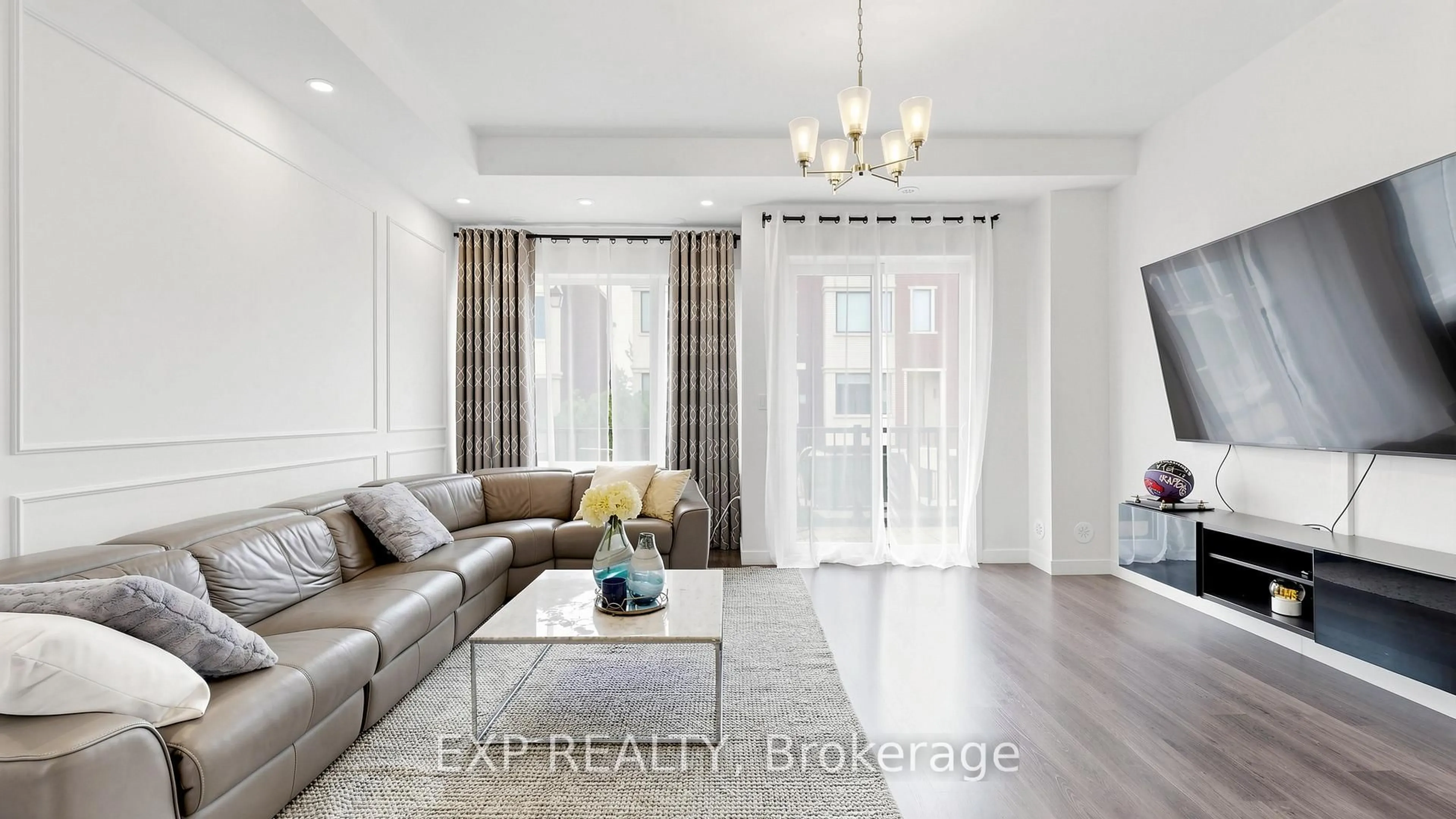Living room with furniture, wood/laminate floor for 50 Allegranza Ave, Vaughan Ontario L4H 4P2