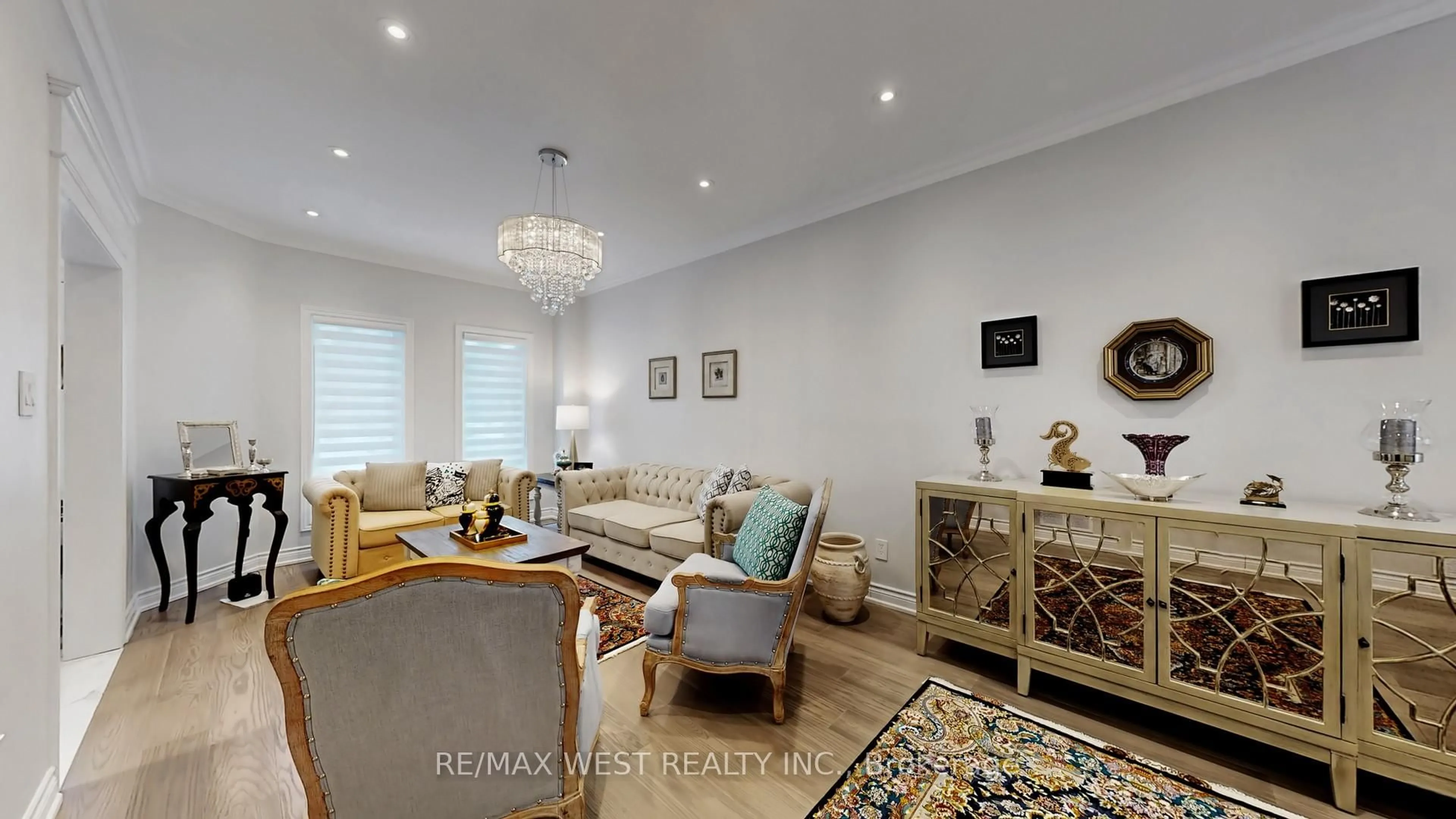 Living room with furniture, wood/laminate floor for 31 Mulholland Dr, Vaughan Ontario L4J 7T7