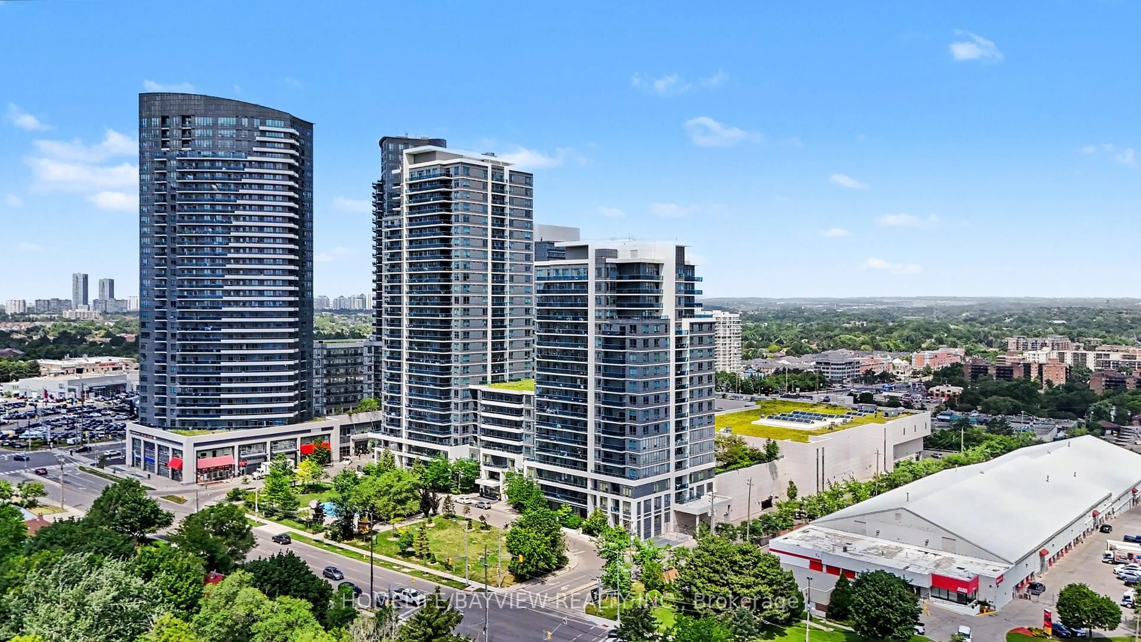 A pic from outside/outdoor area/front of a property/back of a property/a pic from drone, city buildings view from balcony for 7165 Yonge St #1408, Markham Ontario L3T 0C9