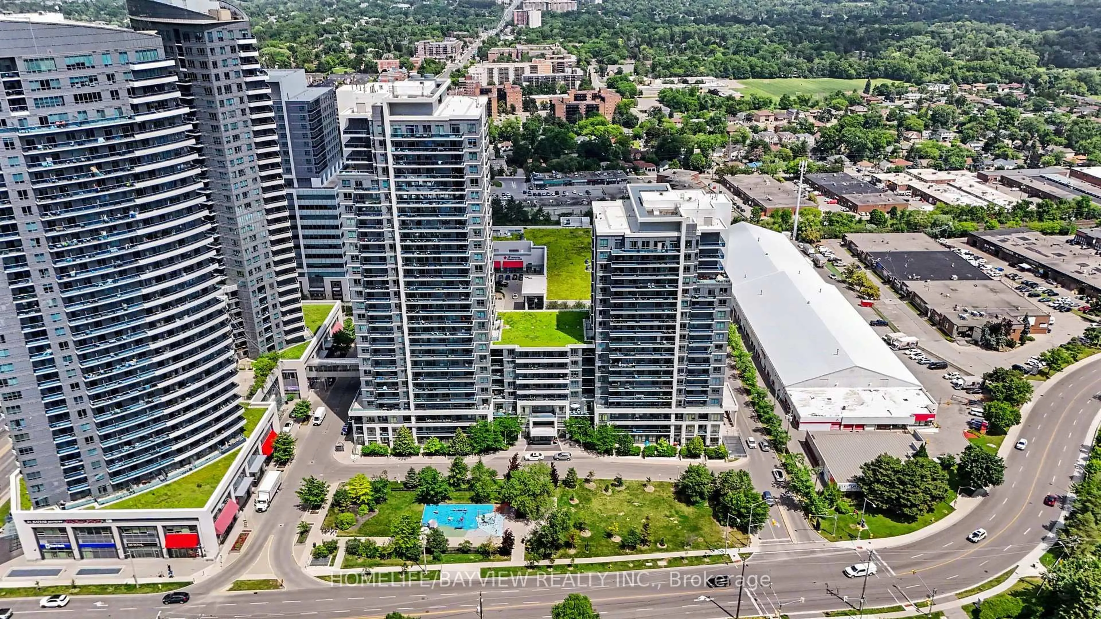 A pic from outside/outdoor area/front of a property/back of a property/a pic from drone, city buildings view from balcony for 7165 Yonge St #1408, Markham Ontario L3T 0C9