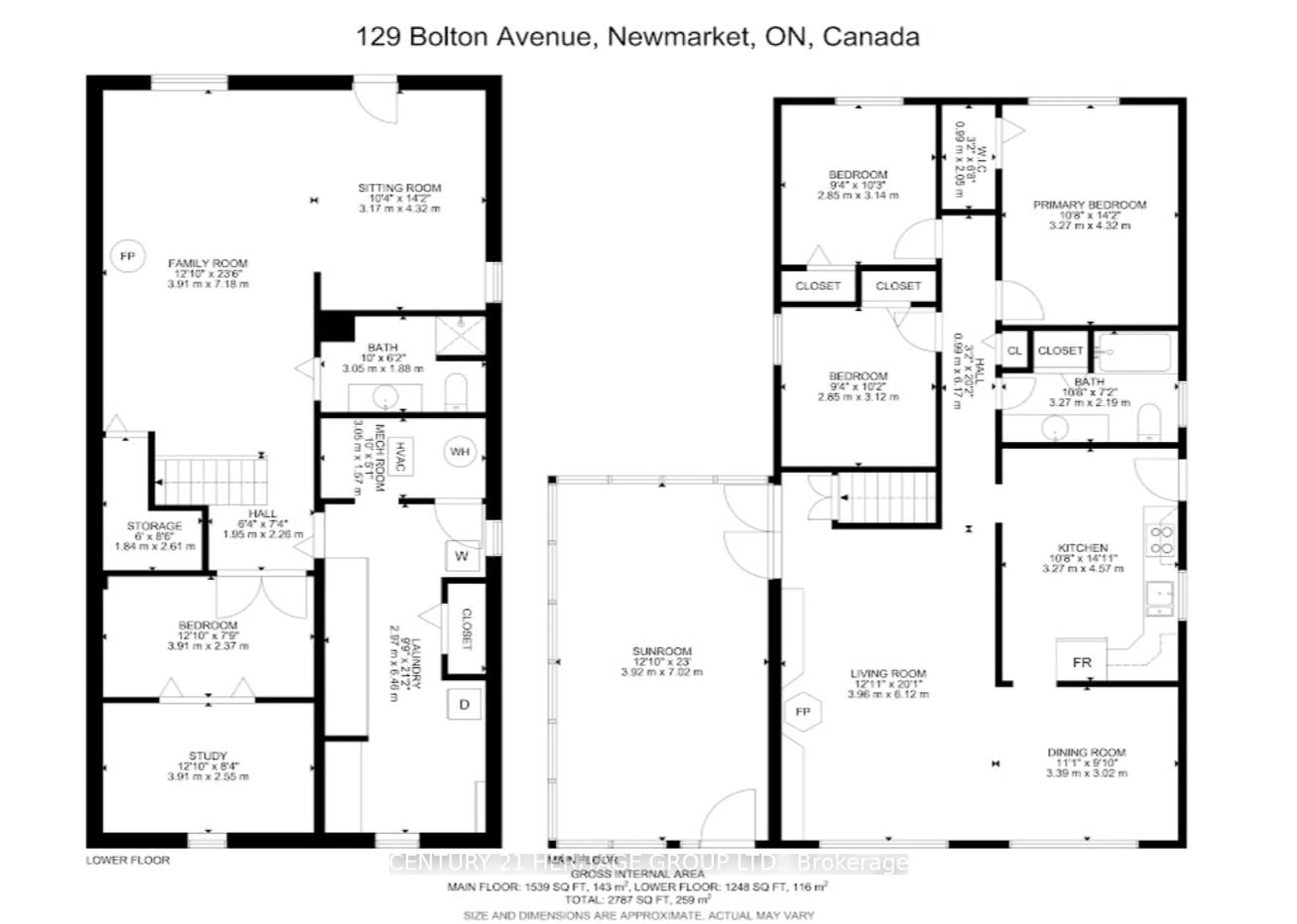 Floor plan for 129 Bolton Ave, Newmarket Ontario L3Y 2X3