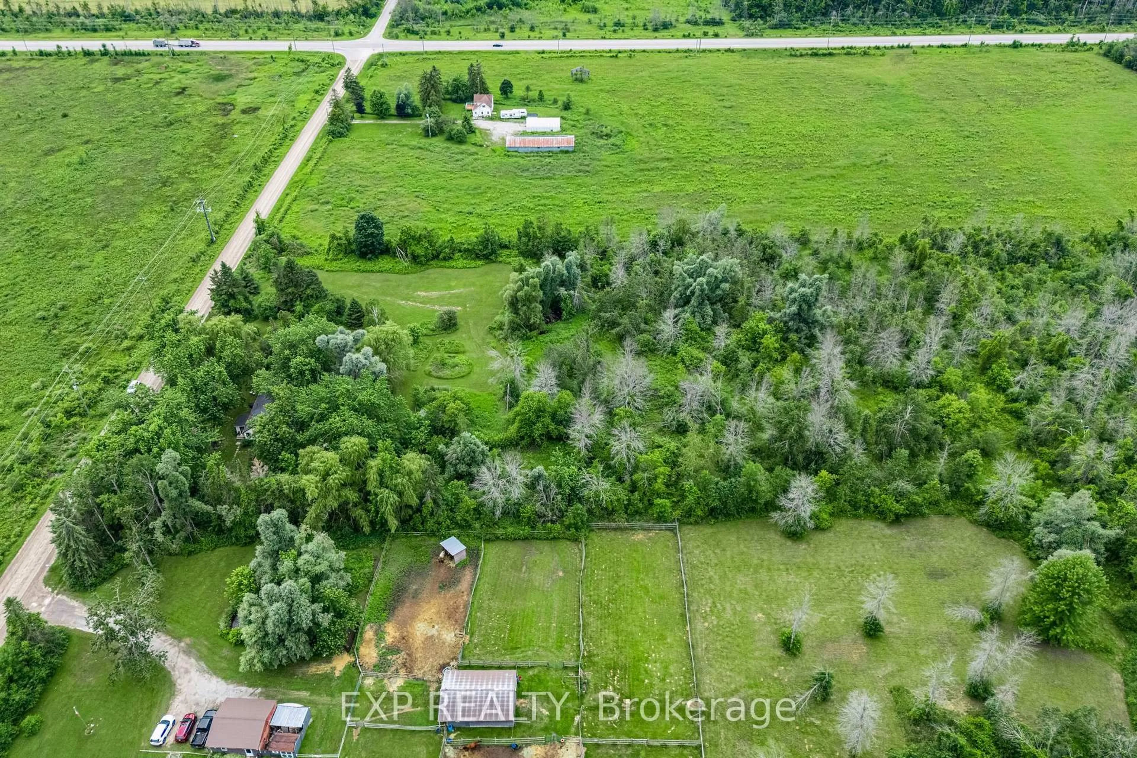 A pic from outside/outdoor area/front of a property/back of a property/a pic from drone, forest/trees view for 1435 Thorah Concession Road 7, Brock Ontario L0K 1A0