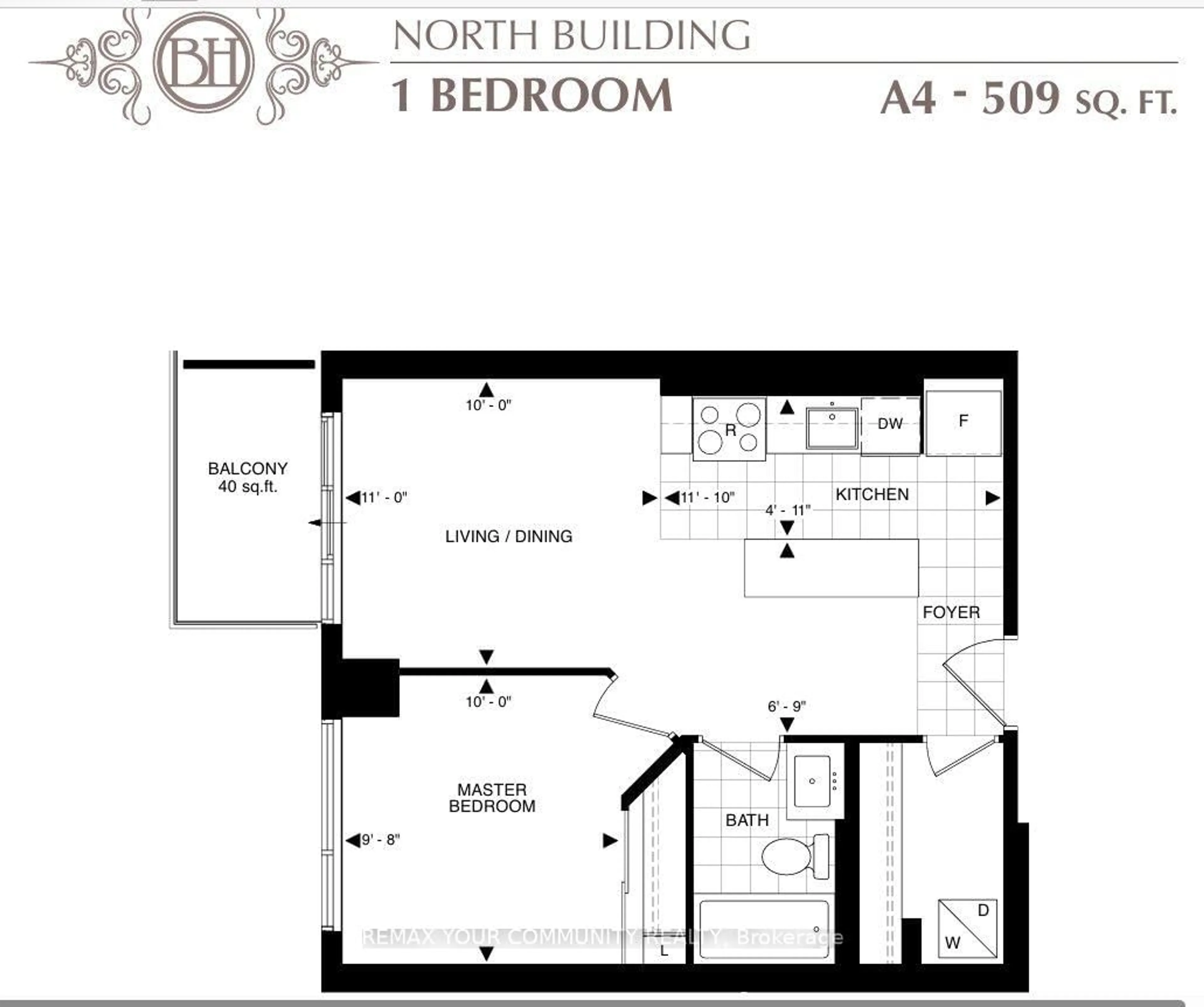 Floor plan for 9205 Yonge St #NE1710, Richmond Hill Ontario L4C 1V5