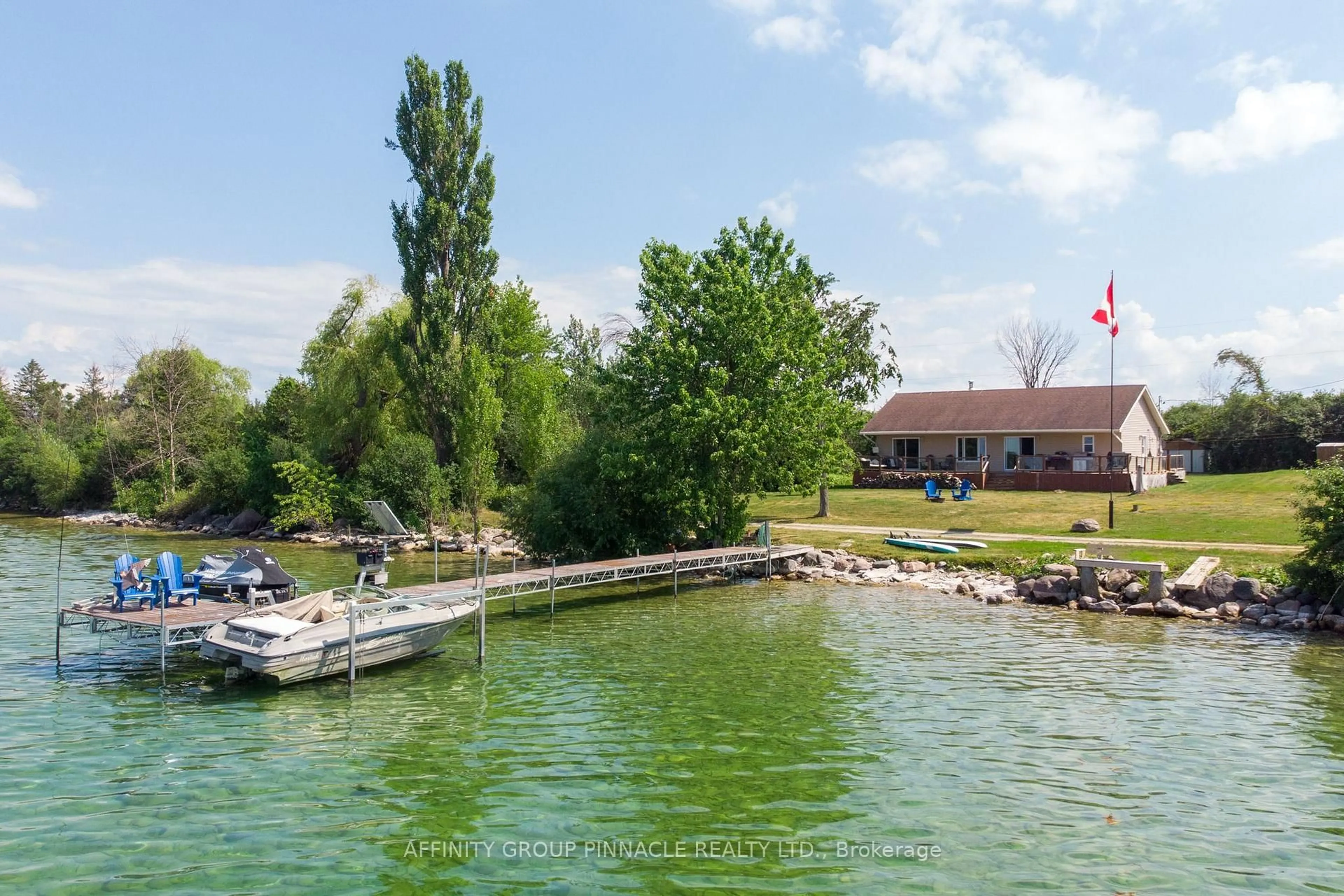 A pic from outside/outdoor area/front of a property/back of a property/a pic from drone, water/lake/river/ocean view for B40548 Shore Allowance Rd, Brock Ontario L0K 1A0