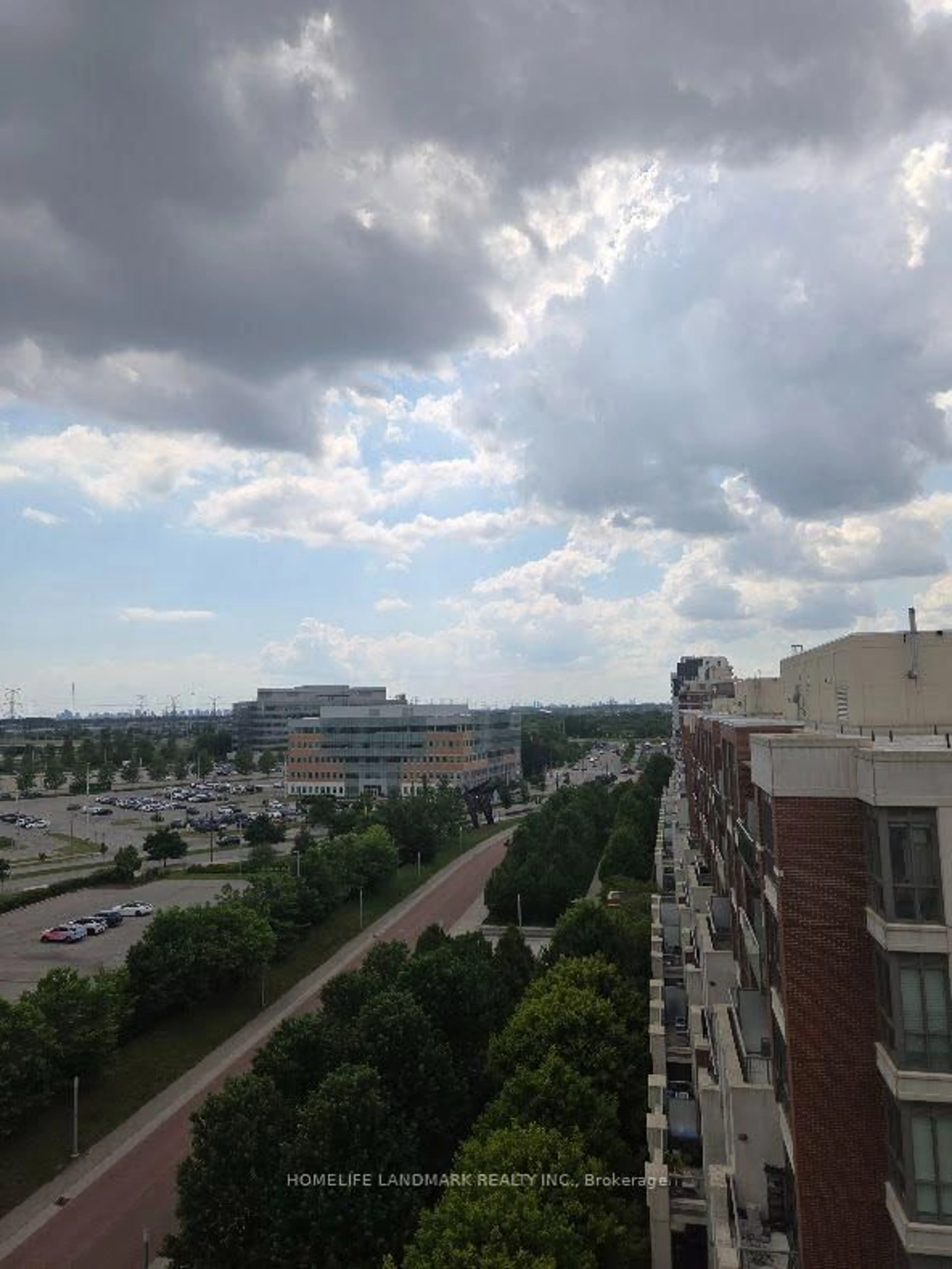Balcony in the apartment, city buildings view from balcony for 8110 Birchmount Rd #821, Markham Ontario L6G 0E3