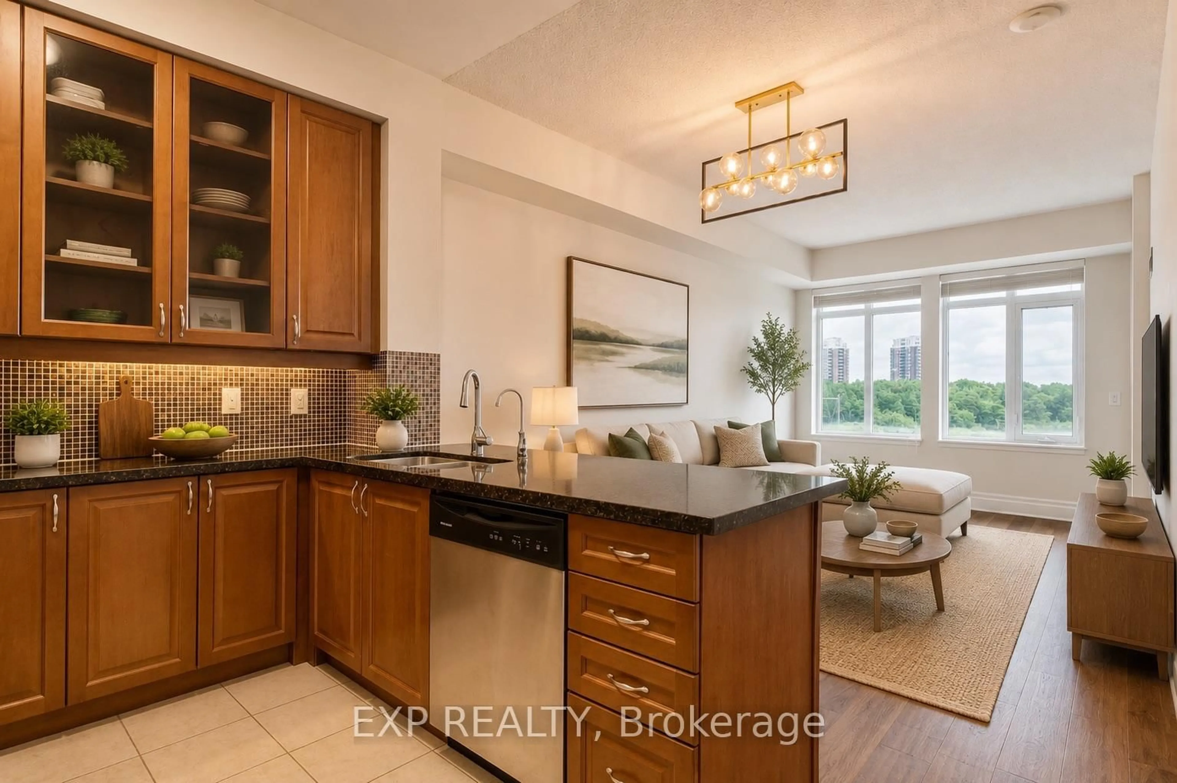 Open concept kitchen, ceramic/tile floor for 151 Upper Duke Cres #310, Markham Ontario L6G 0E1