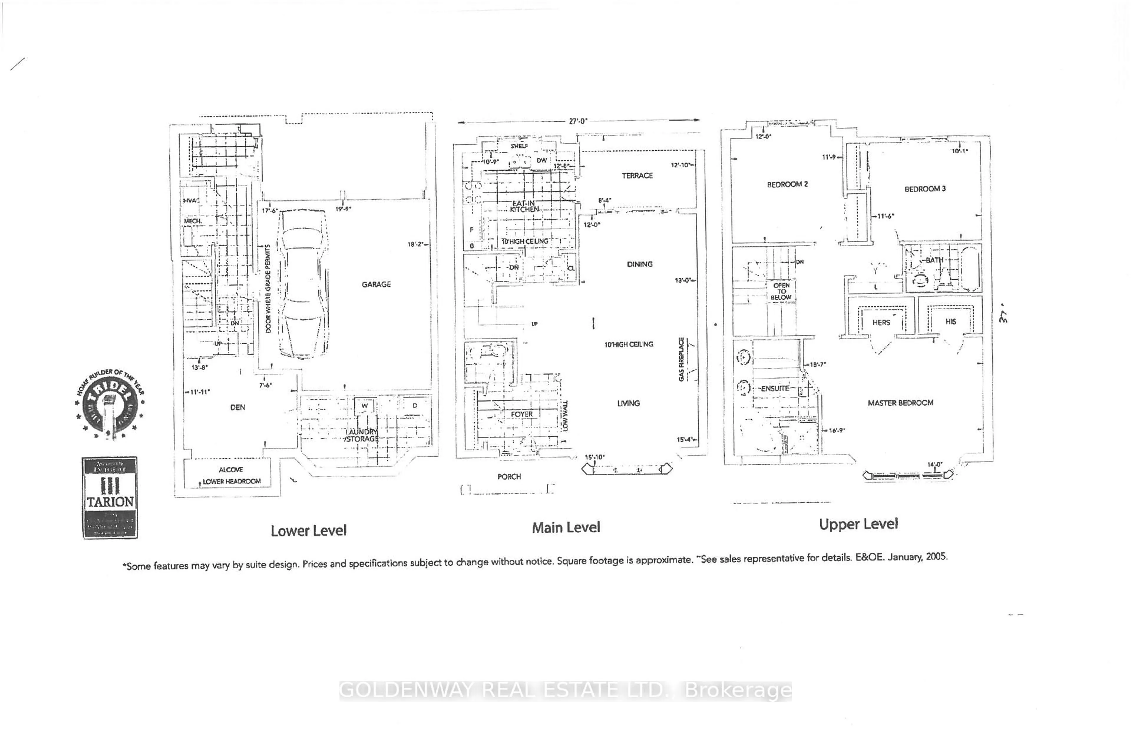 Floor plan for 155 Legends Way #TH0034, Markham Ontario L3R 6A6