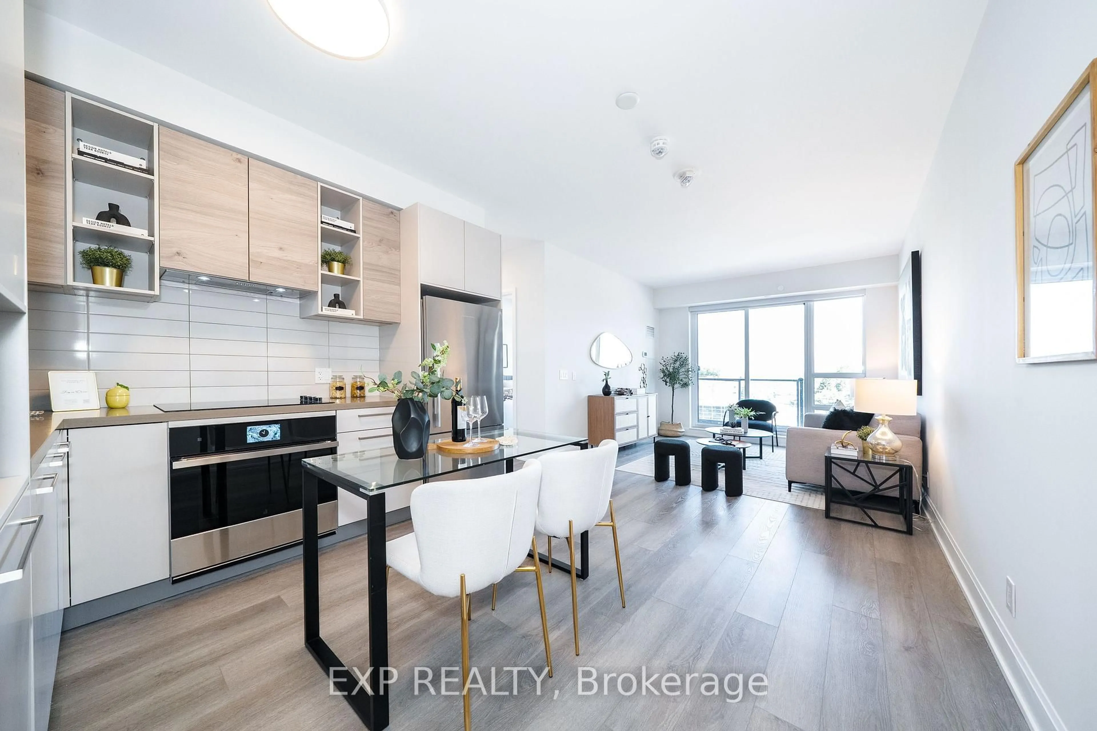 Open concept kitchen, wood/laminate floor for 38 Gandhi Lane #612, Markham Ontario L3T 0G9
