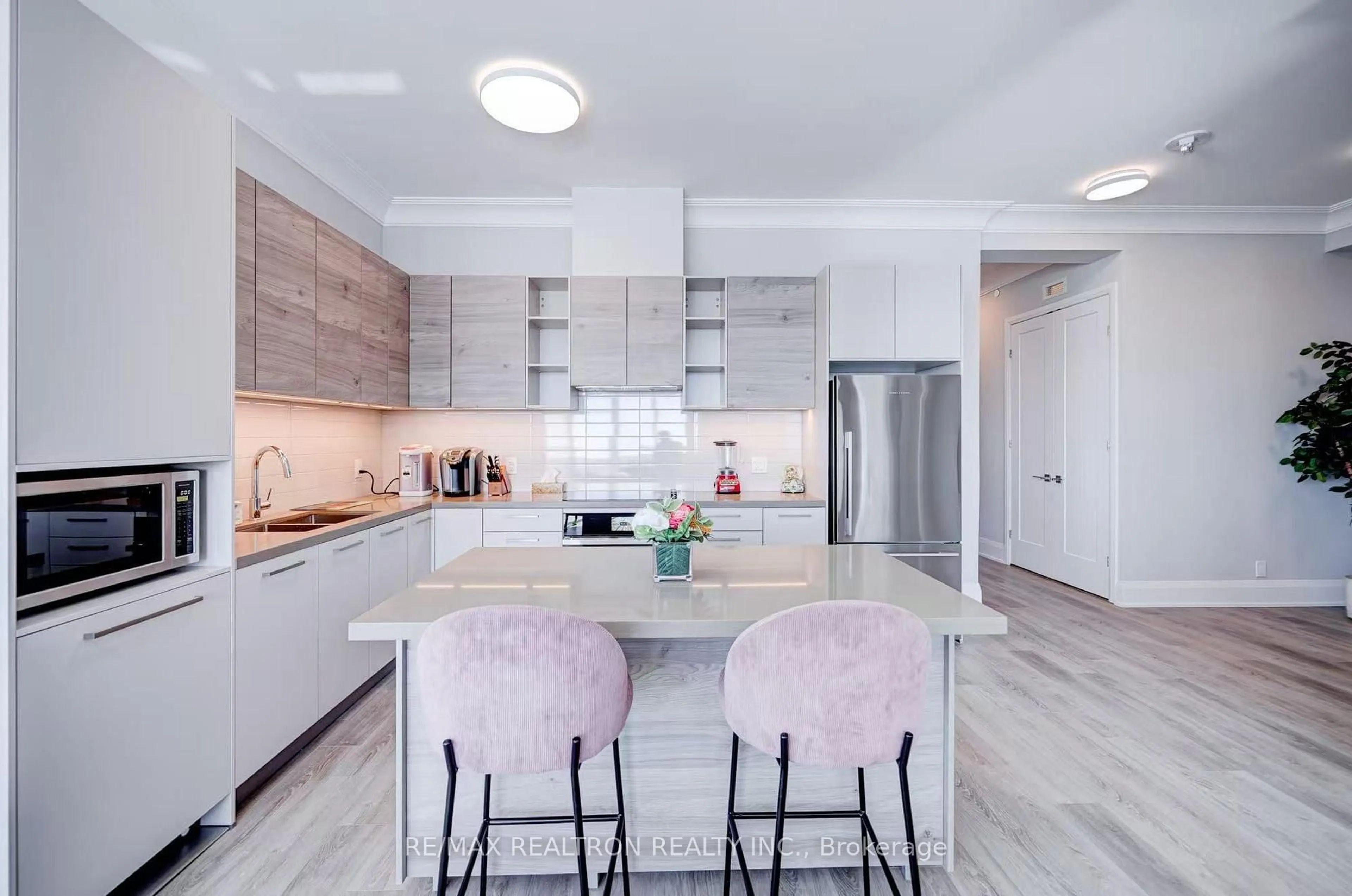 Contemporary kitchen, ceramic/tile floor for 12 Gandhi Lane #3607, Markham Ontario L3T 0G8