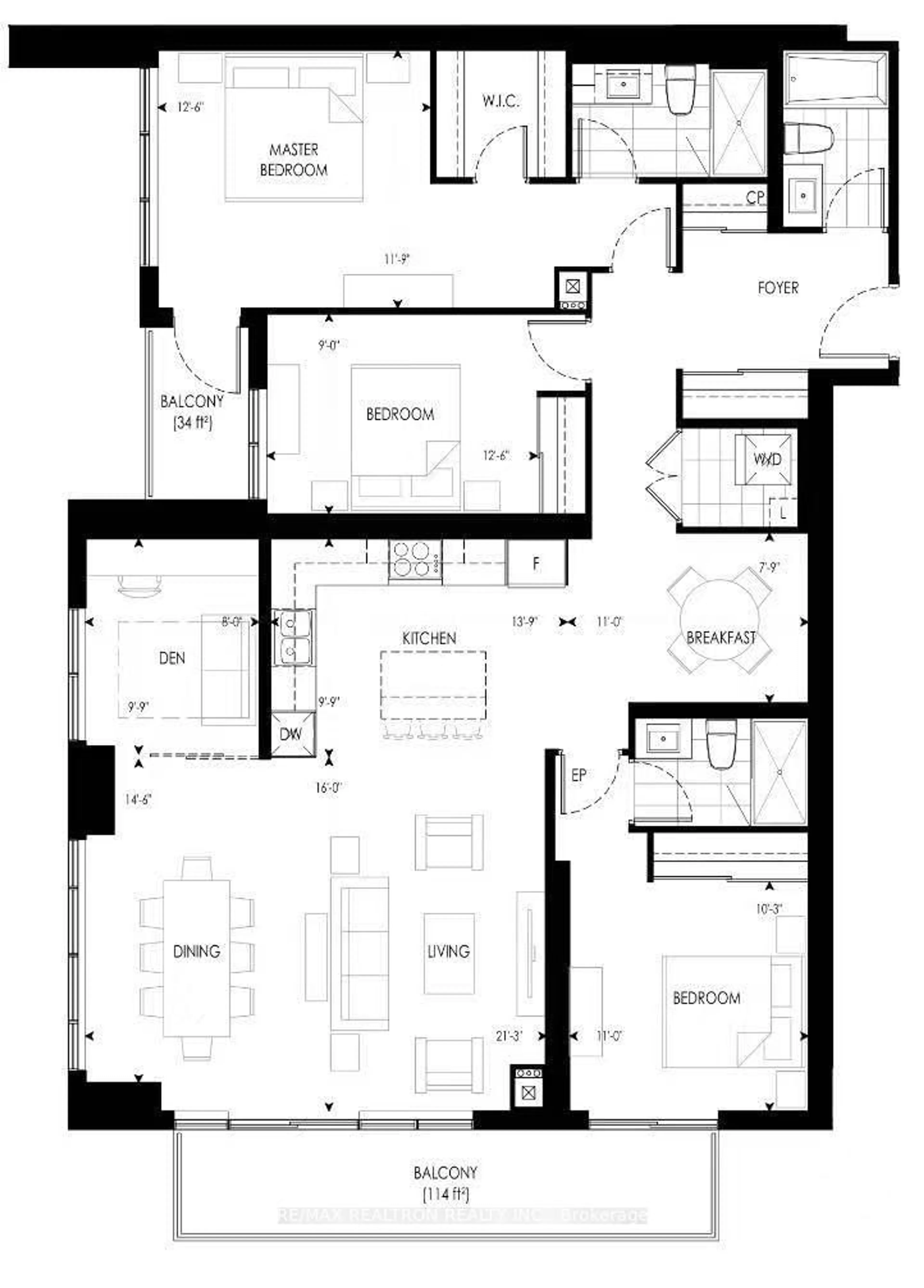 Floor plan for 12 Gandhi Lane #3607, Markham Ontario L3T 0G8