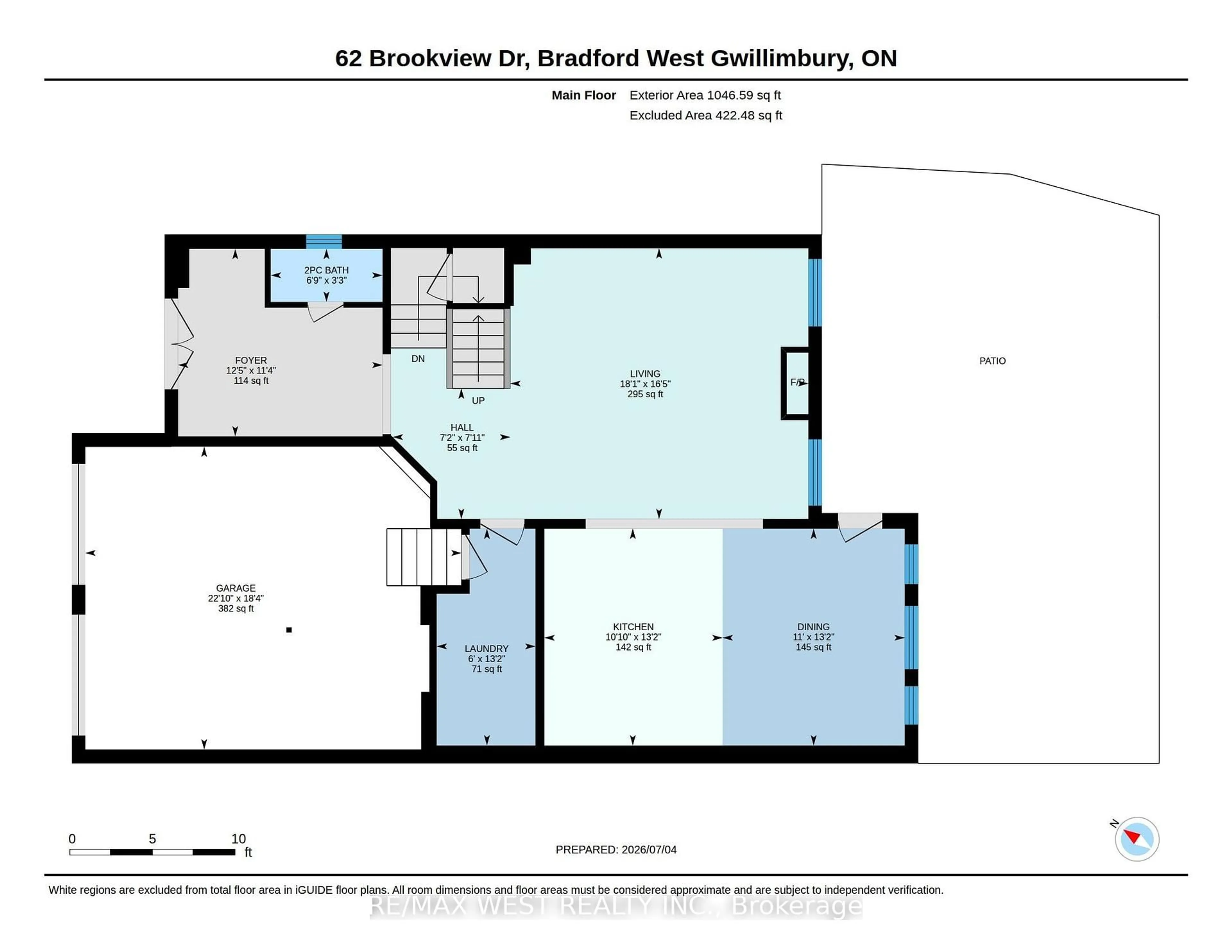Floor plan for 62 Brookview Dr, Bradford West Gwillimbury Ontario L3Z 0S5