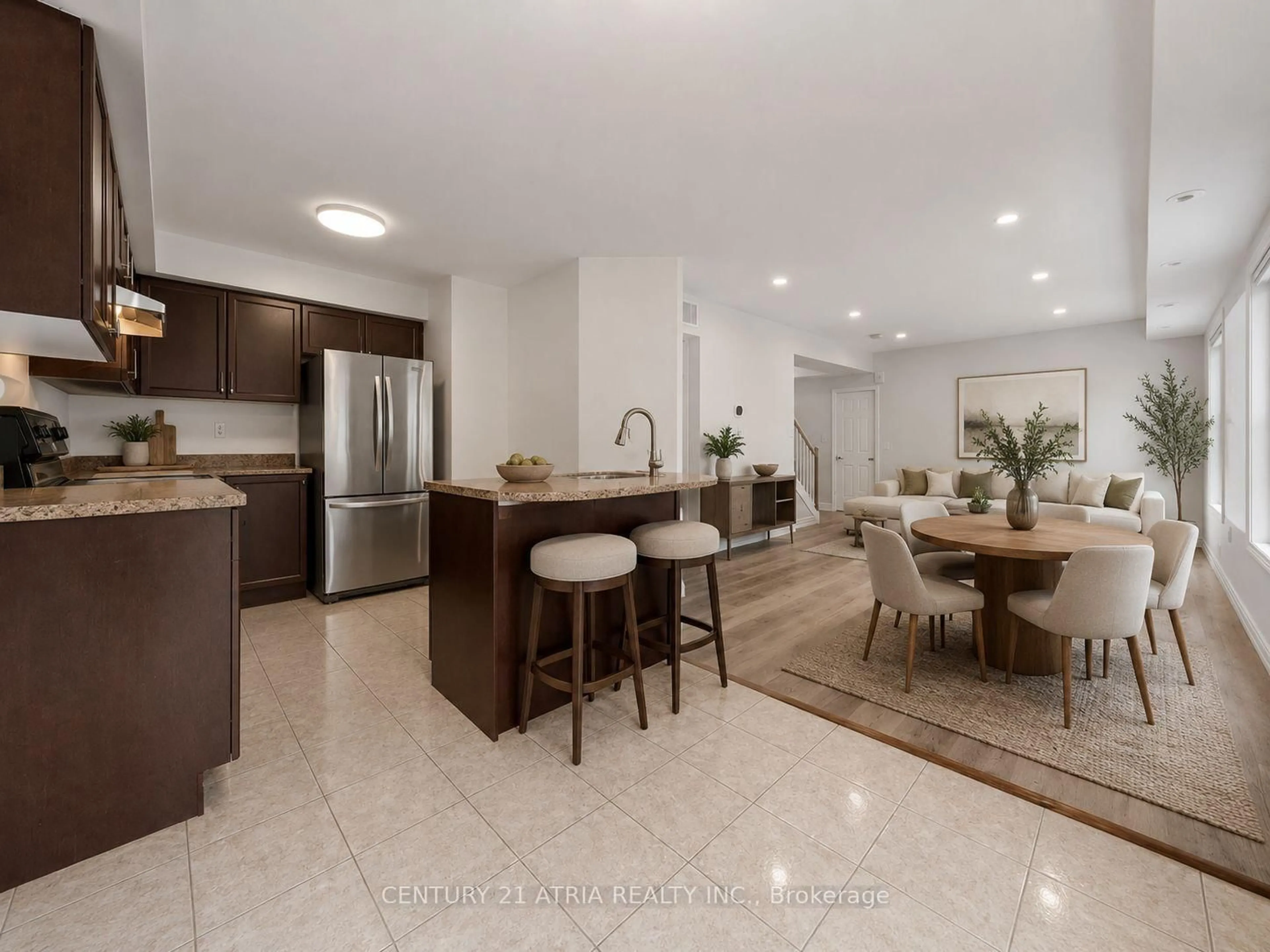 Open concept kitchen, ceramic/tile floor for 92 Louisbourg Way, Markham Ontario L6E 0C5