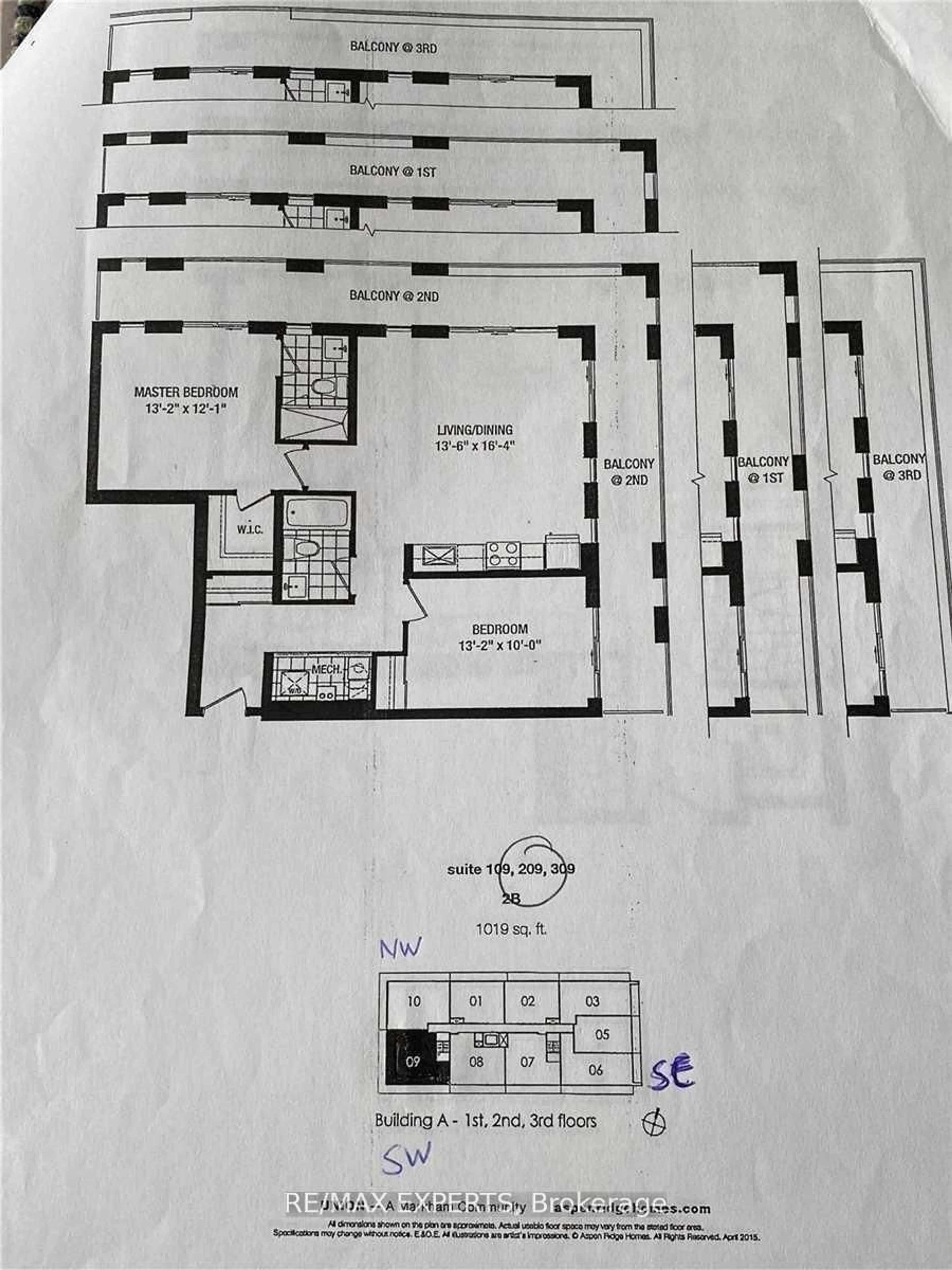 Floor plan for 1709 Bur Oak Ave #309, Markham Ontario L6E 0V7