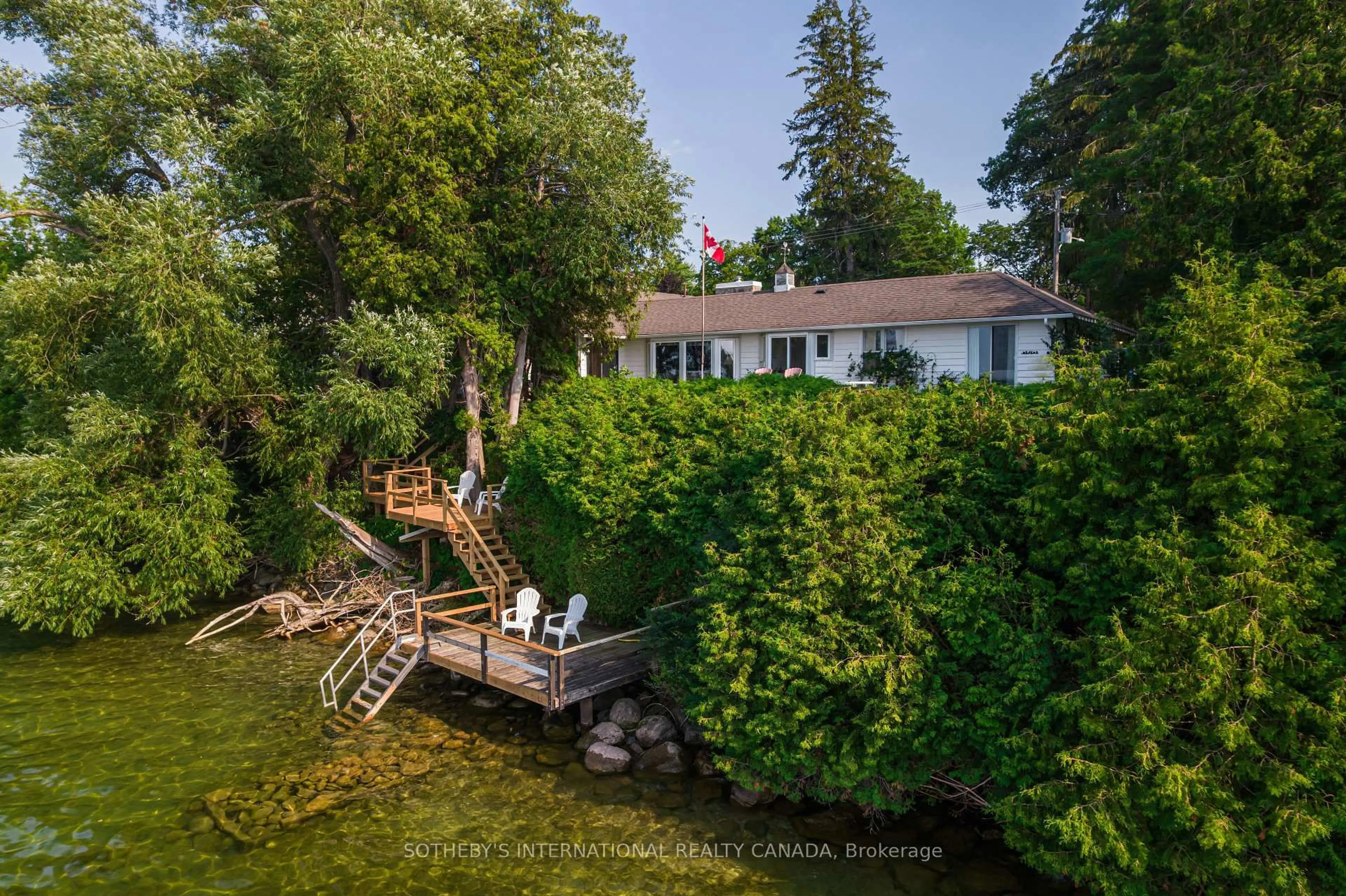 A pic from outside/outdoor area/front of a property/back of a property/a pic from drone, water/lake/river/ocean view for 104 Hedge Rd, Georgina Ontario L0E 1R0