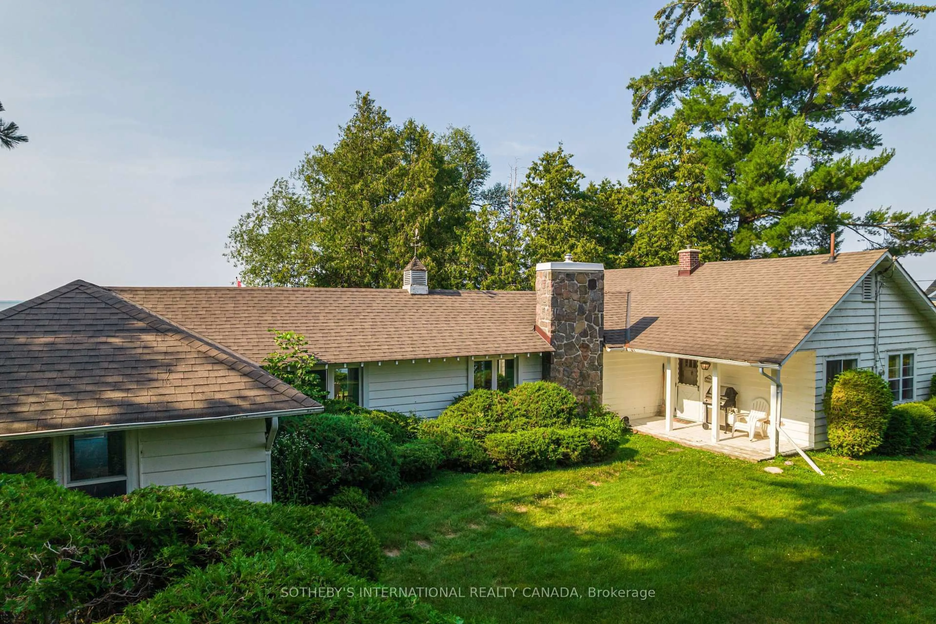 A pic from outside/outdoor area/front of a property/back of a property/a pic from drone, water/lake/river/ocean view for 104 Hedge Rd, Georgina Ontario L0E 1R0