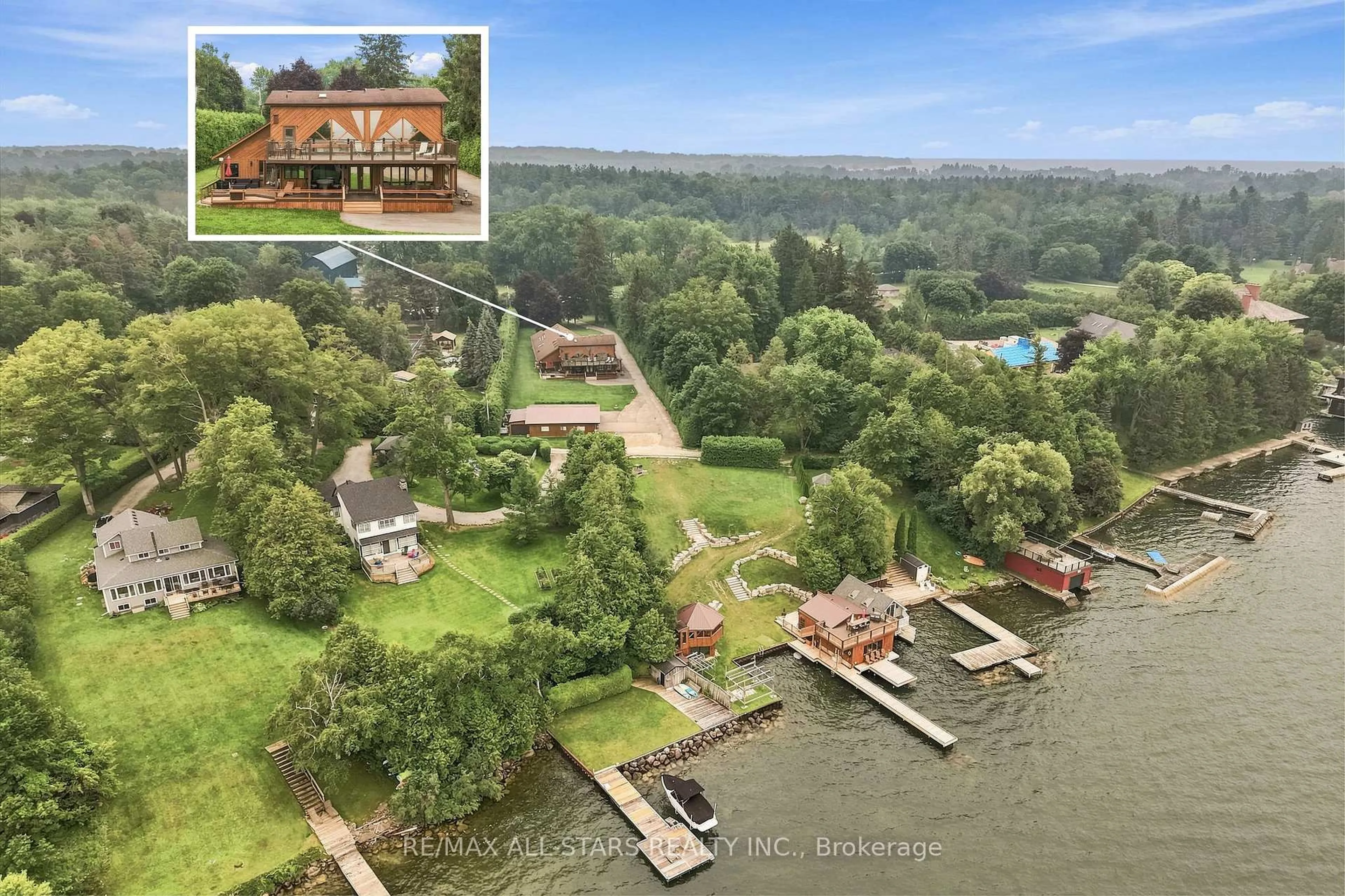 A pic from outside/outdoor area/front of a property/back of a property/a pic from drone, water/lake/river/ocean view for 664 Lake Dr, Georgina Ontario L0E 1P0