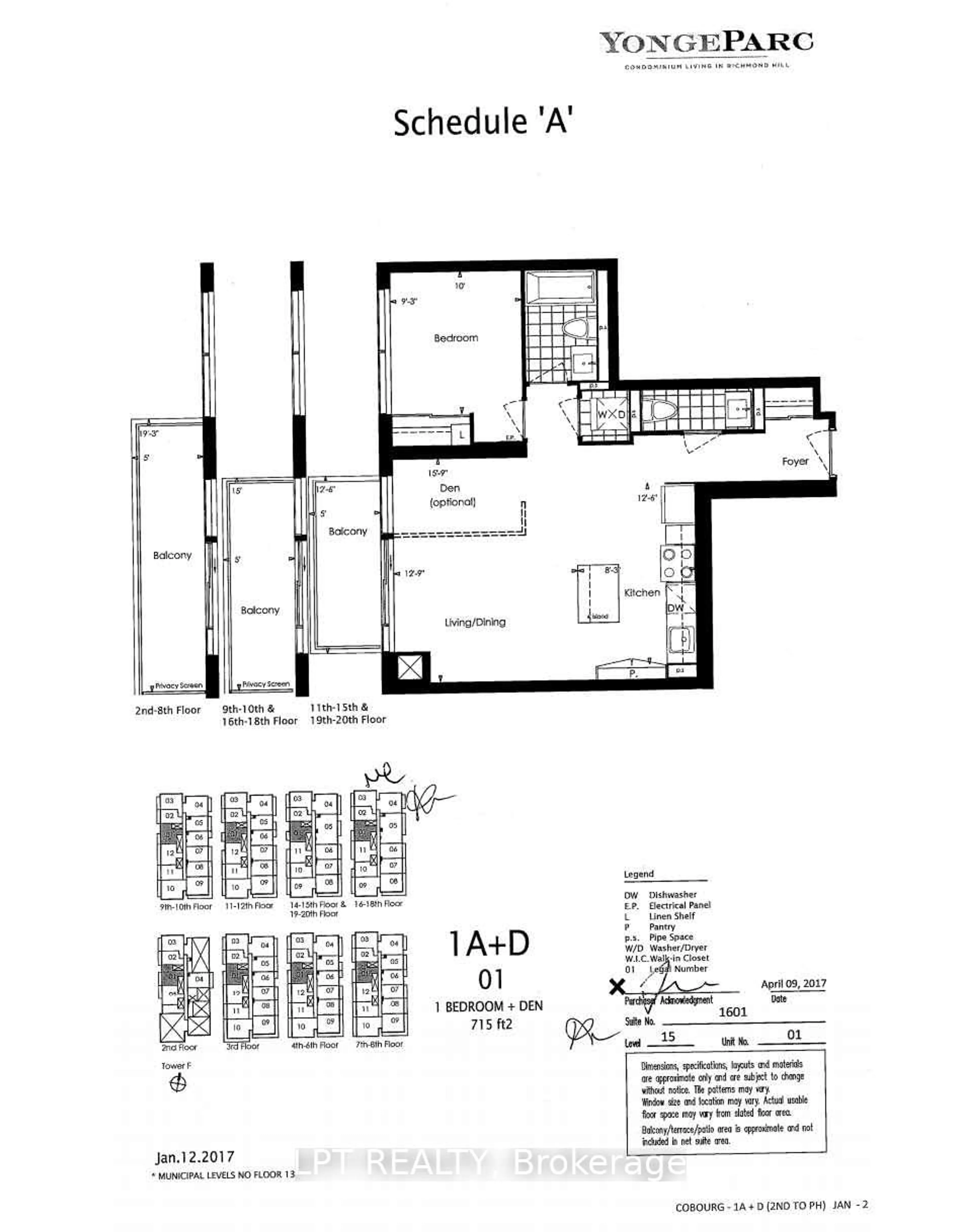 Floor plan for 75 Oneida Cres #1601, Richmond Hill Ontario L4B 0H3