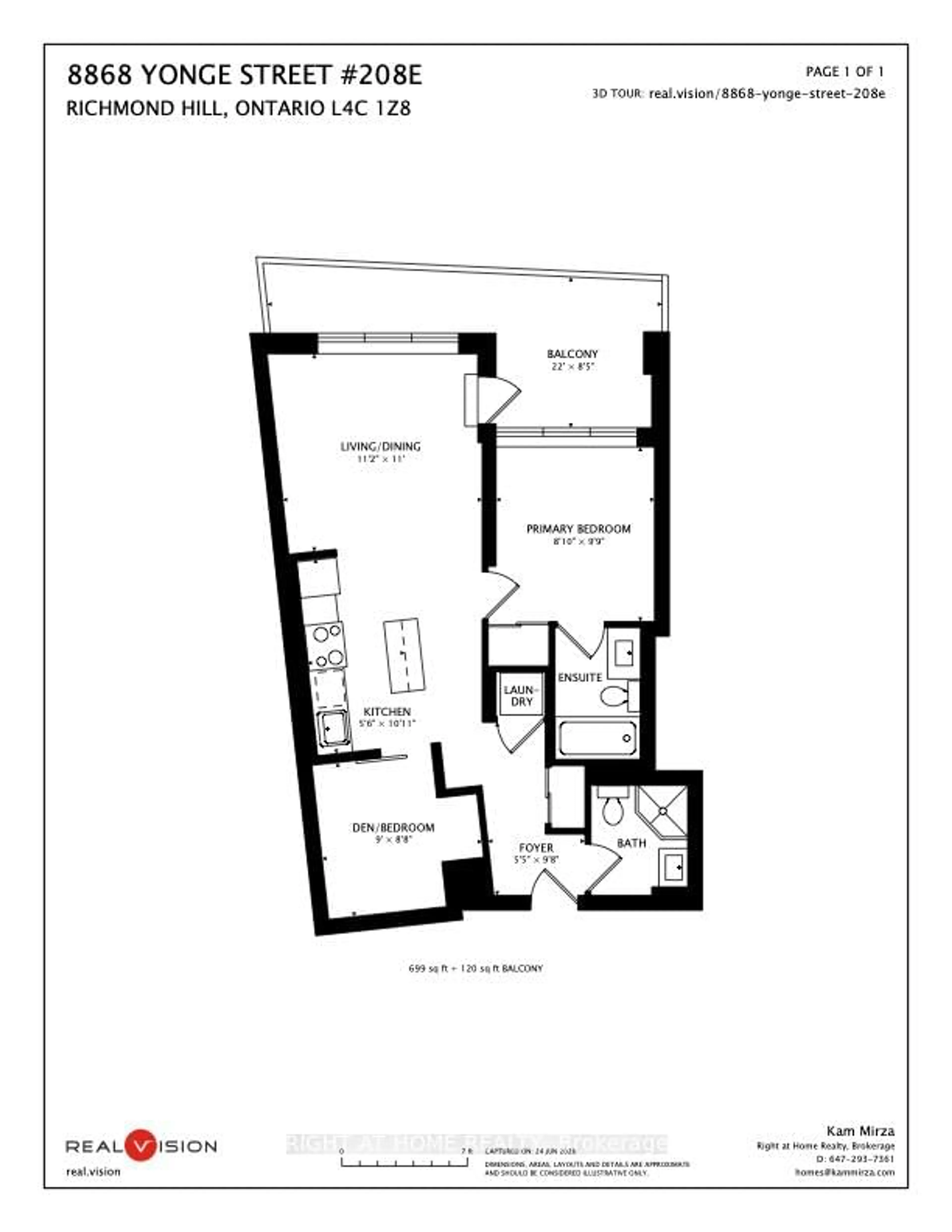 Floor plan for 8868 Yonge St #208E, Richmond Hill Ontario L4C 0T4
