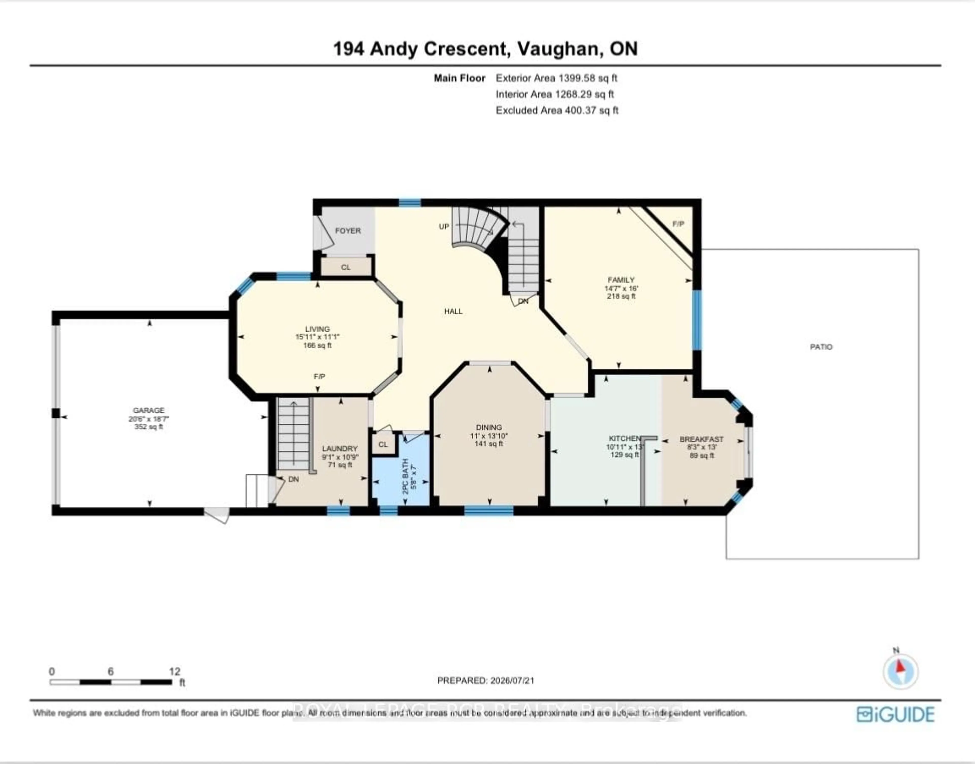 Floor plan for 194 Andy Cres, Vaughan Ontario L4H 1C7