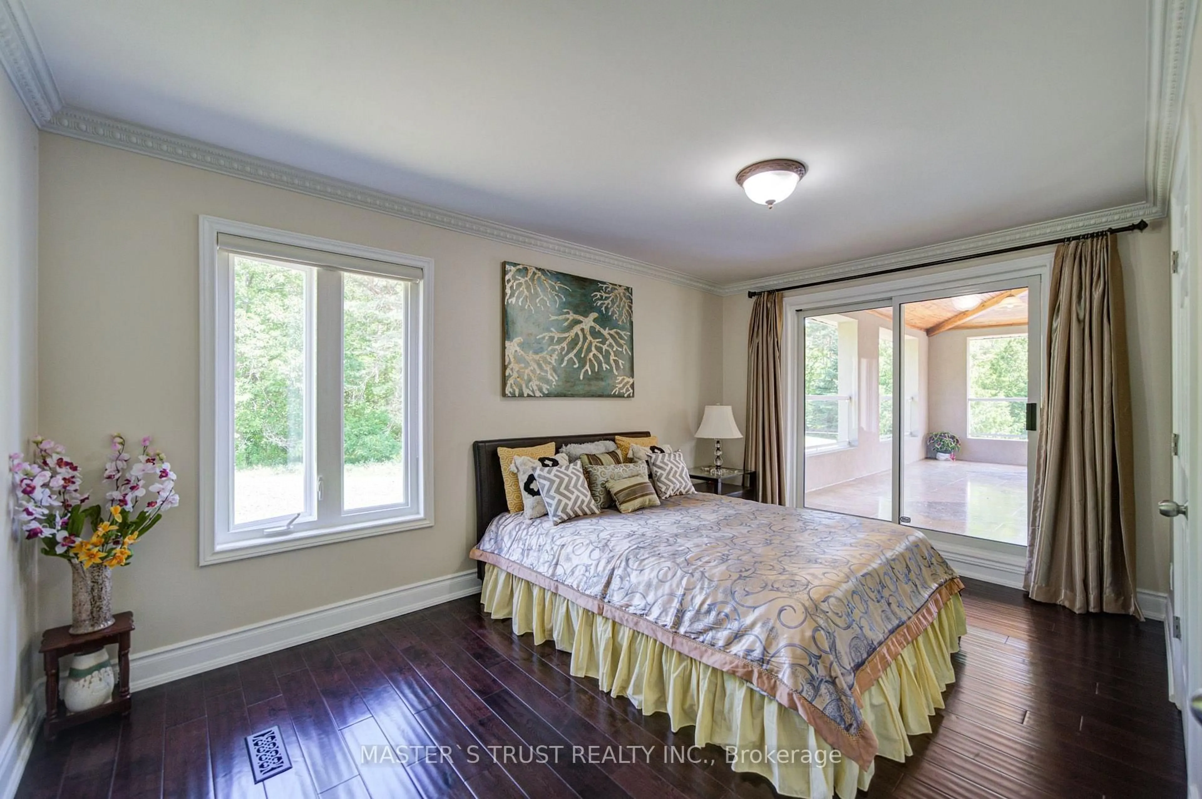 Bedroom with bed, wood/laminate floor for 3896 St John's Sdrd, Whitchurch-Stouffville Ontario L4A 2P1