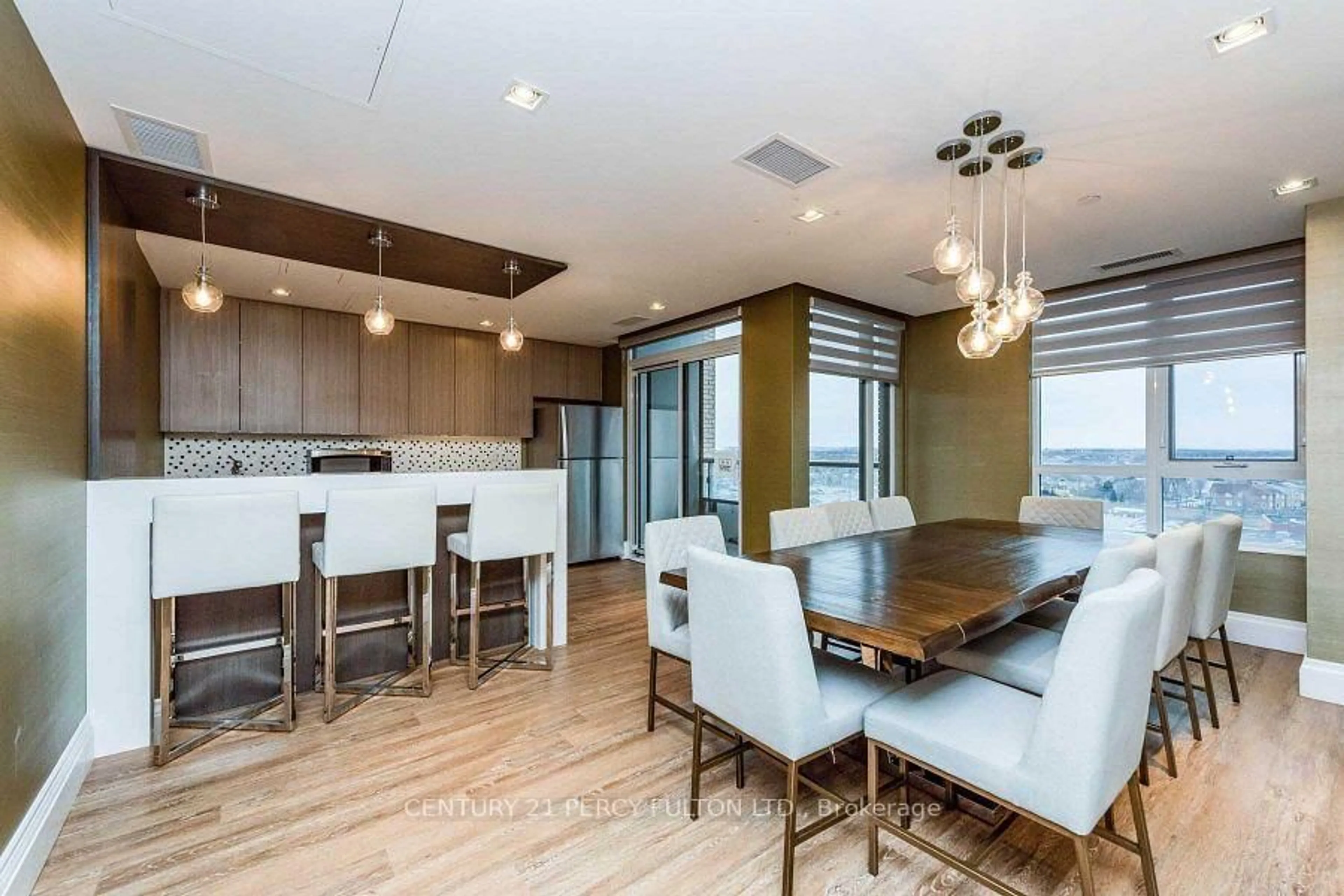 Open concept kitchen, wood/laminate floor for 9560 Markham Rd #910, Markham Ontario L6E 0N6