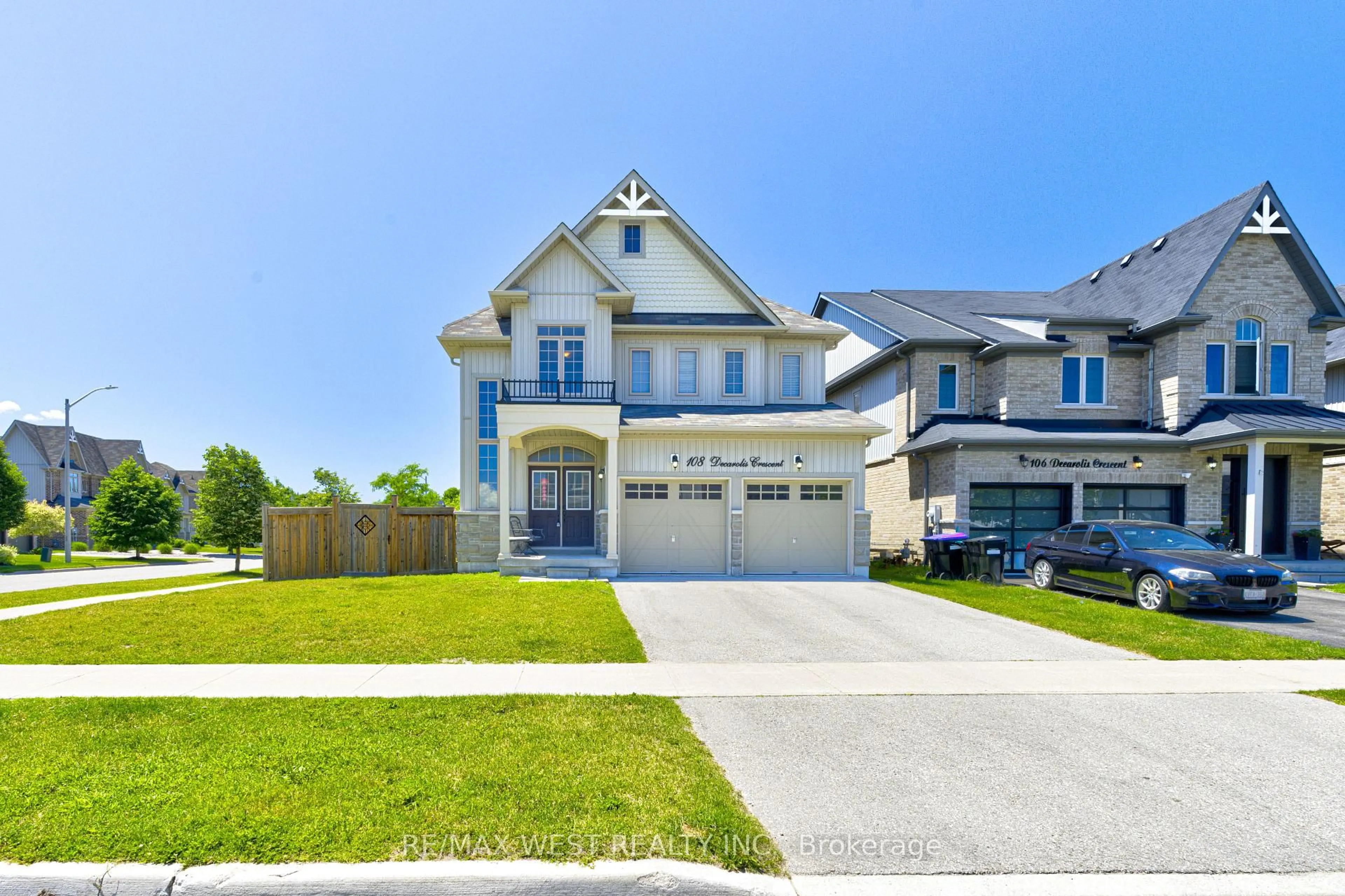 Home with brick exterior material, street for 108 Decarolis Cres, Essa Ontario L0M 1B4