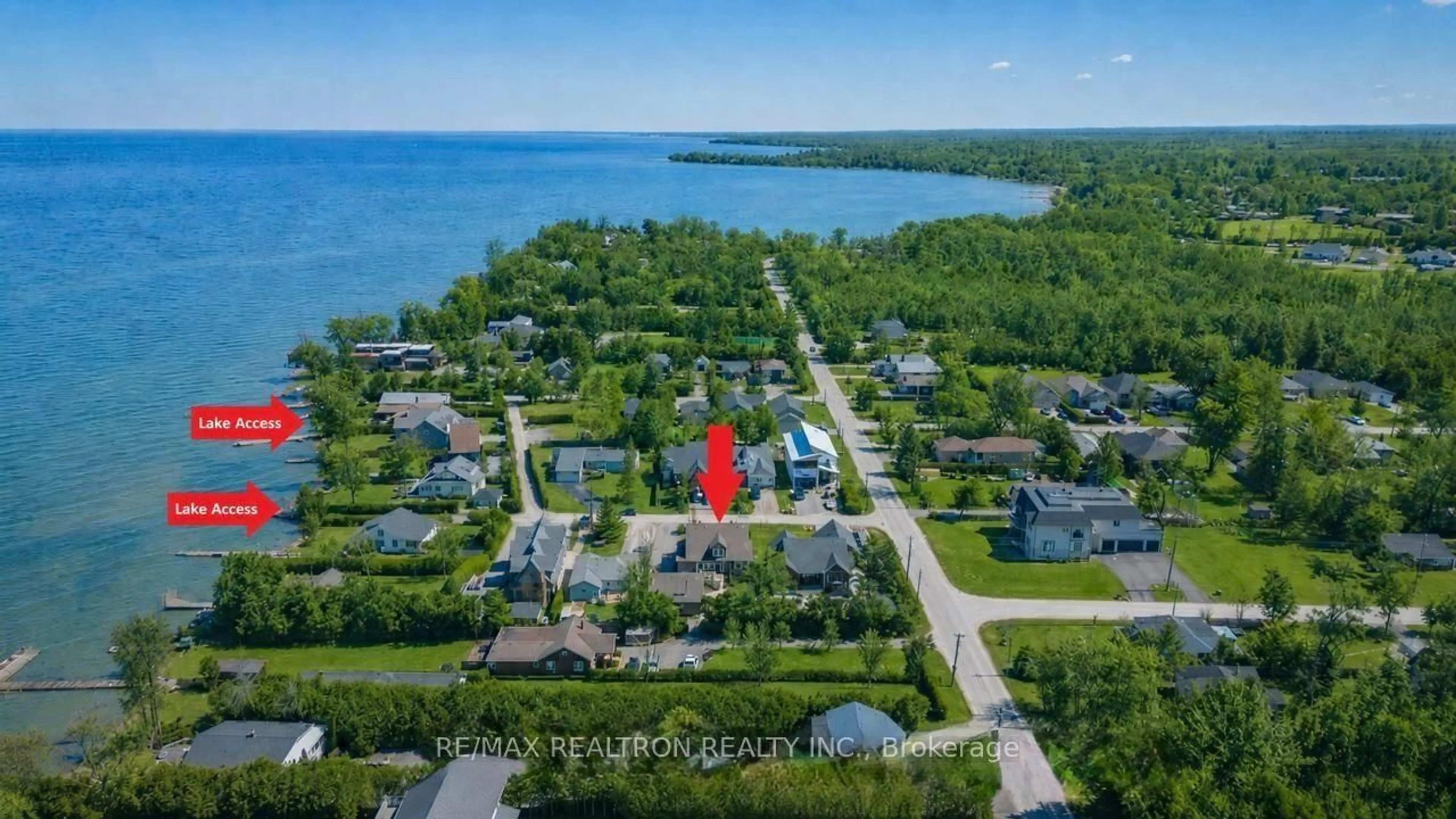 A pic from outside/outdoor area/front of a property/back of a property/a pic from drone, water/lake/river/ocean view for 4 Lyons Lane, Georgina Ontario L0E 1S0