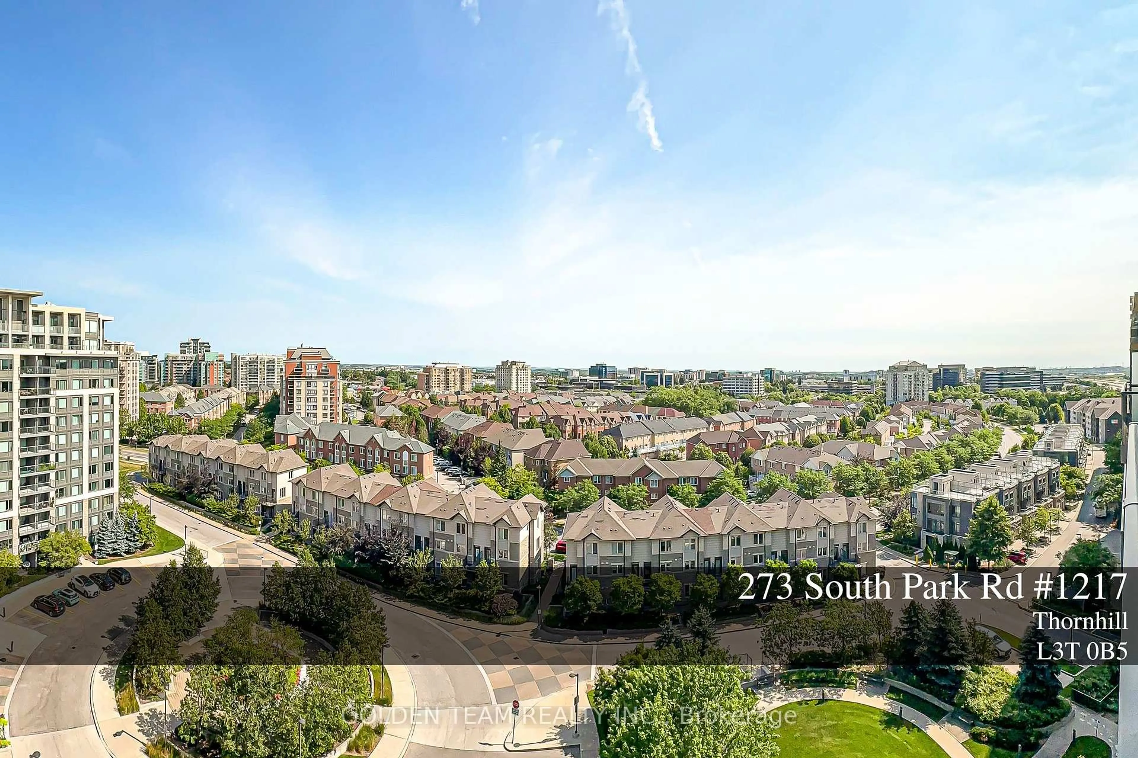 A pic from outside/outdoor area/front of a property/back of a property/a pic from drone, city buildings view from balcony for 273 South Park Rd #1217, Markham Ontario L3T 0B5