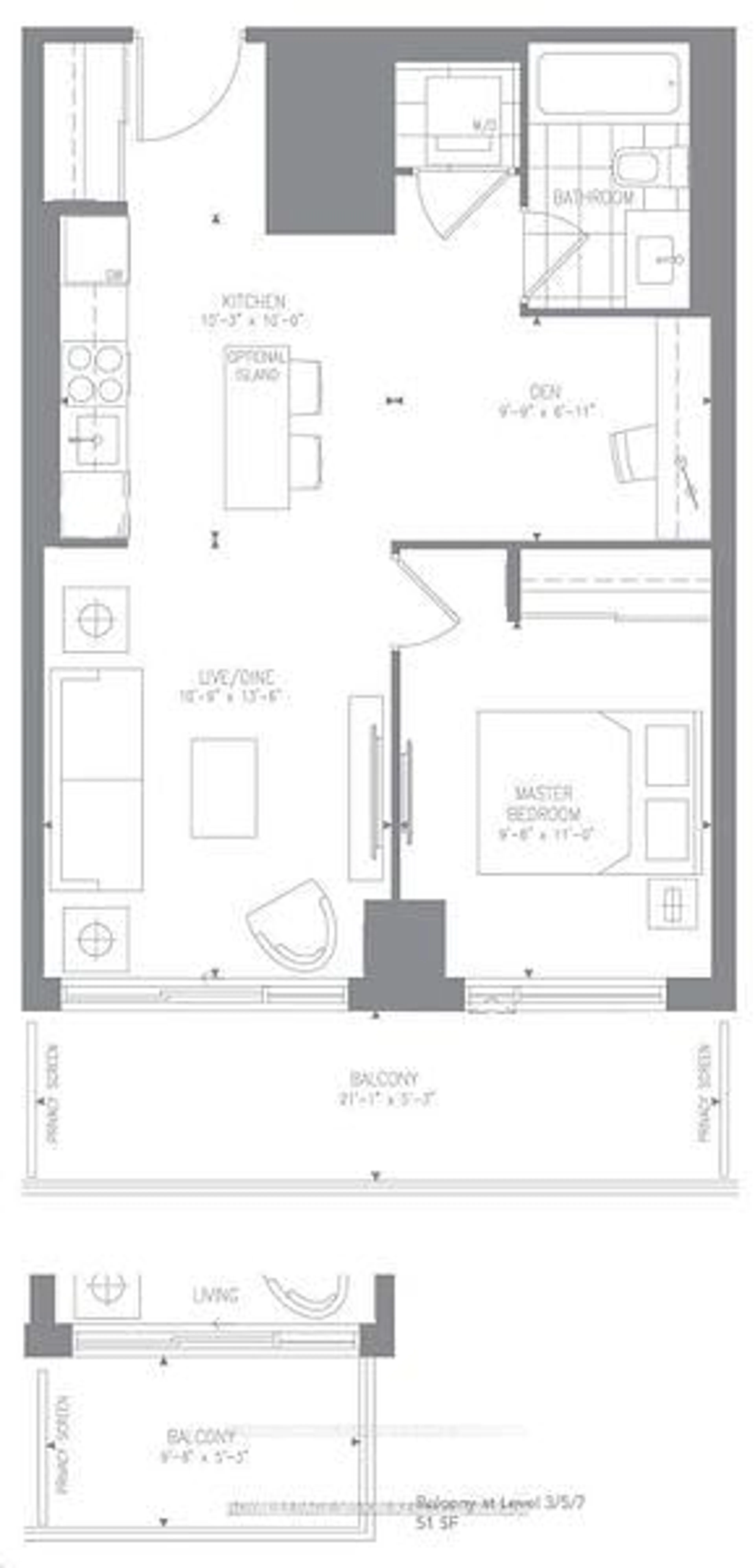 Floor plan for 6 David Eyer Rd #217, Richmond Hill Ontario L4S 0N5