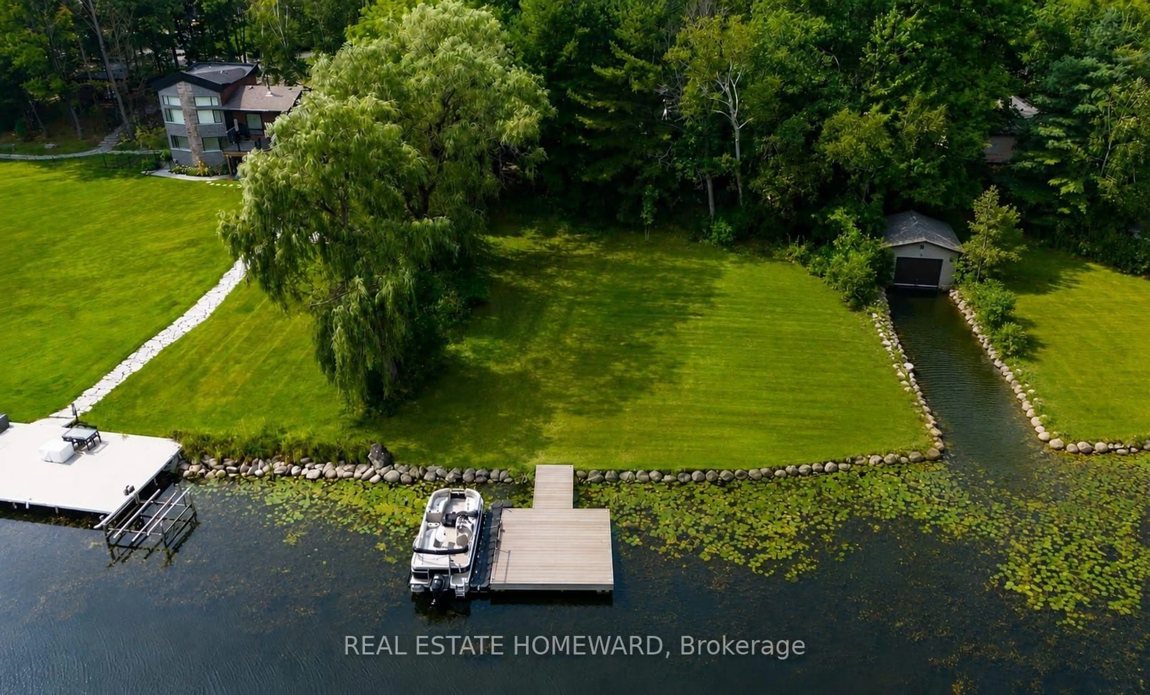 A pic from outside/outdoor area/front of a property/back of a property/a pic from drone, water/lake/river/ocean view for 87 Sibbald Cres, Georgina Ontario L0E 1R0
