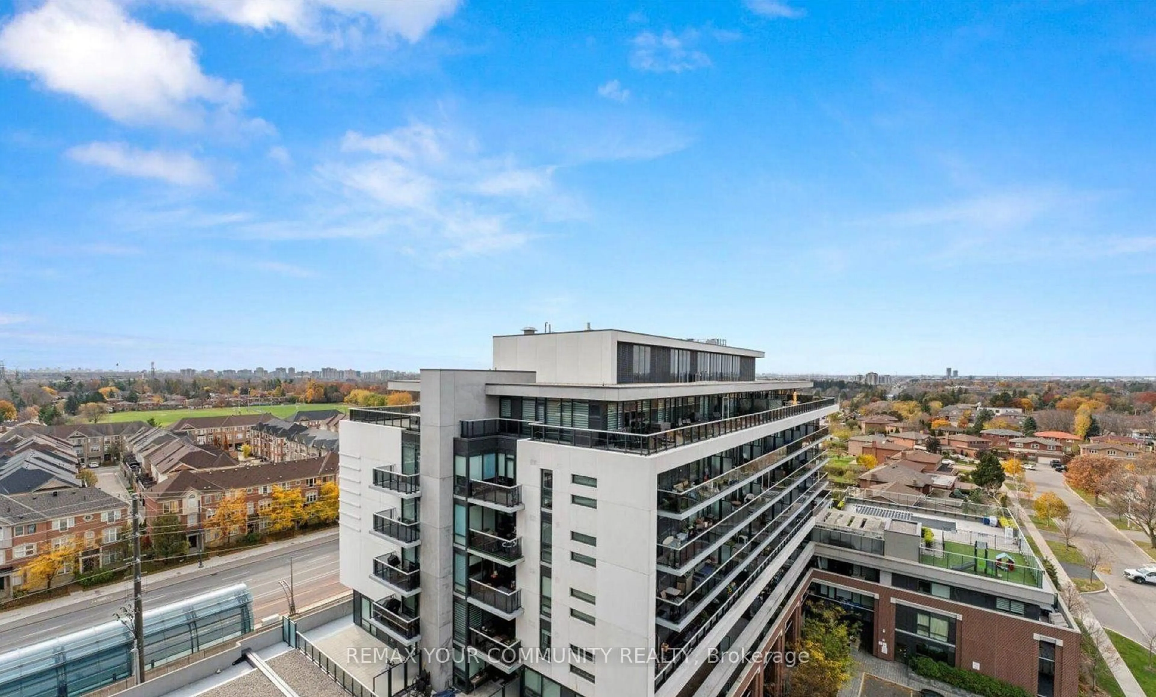 A pic from outside/outdoor area/front of a property/back of a property/a pic from drone, city buildings view from balcony for 4800 Highway 7 #802, Vaughan Ontario L4L 1H8
